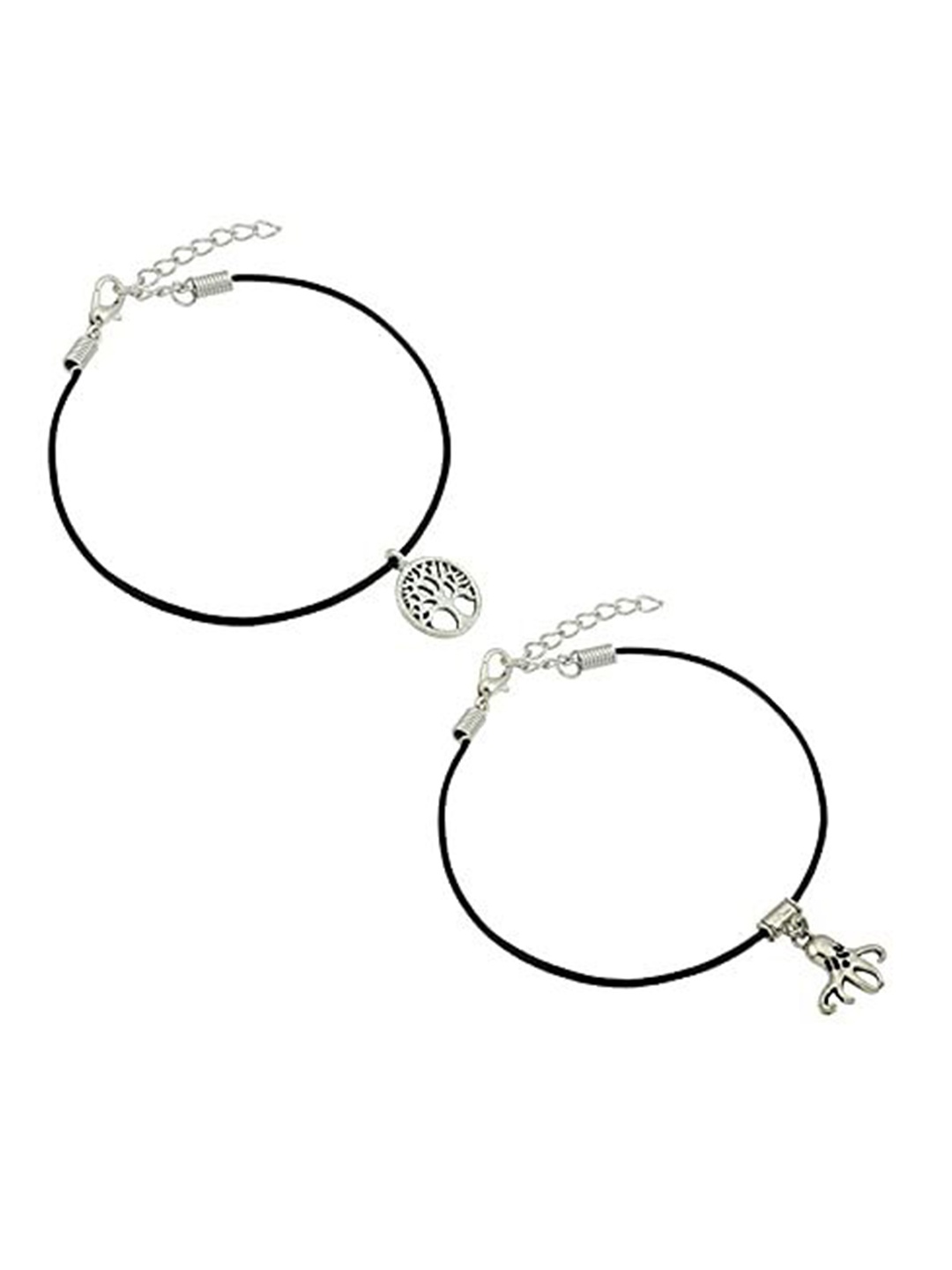 

HIGH TRENDZ Women Set of 2 Anklets, Black