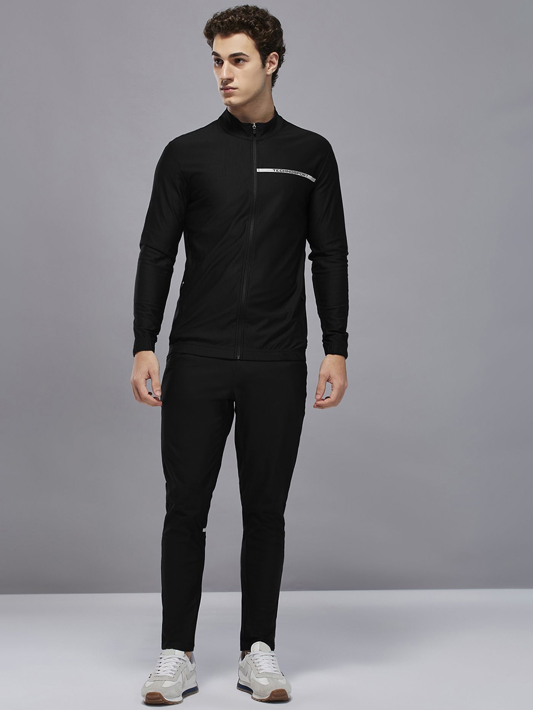 

Technosport Men Slim Fit Mid Rise Tracksuit, Black