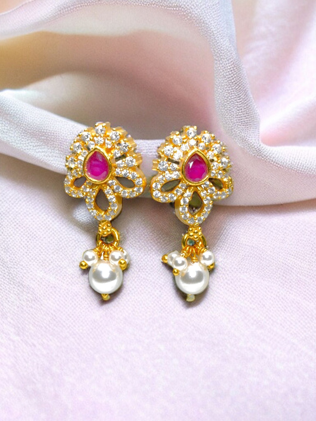

Luxevogue Gold-Plated Sterling Silver Cubic Zirconia Drop Earrings