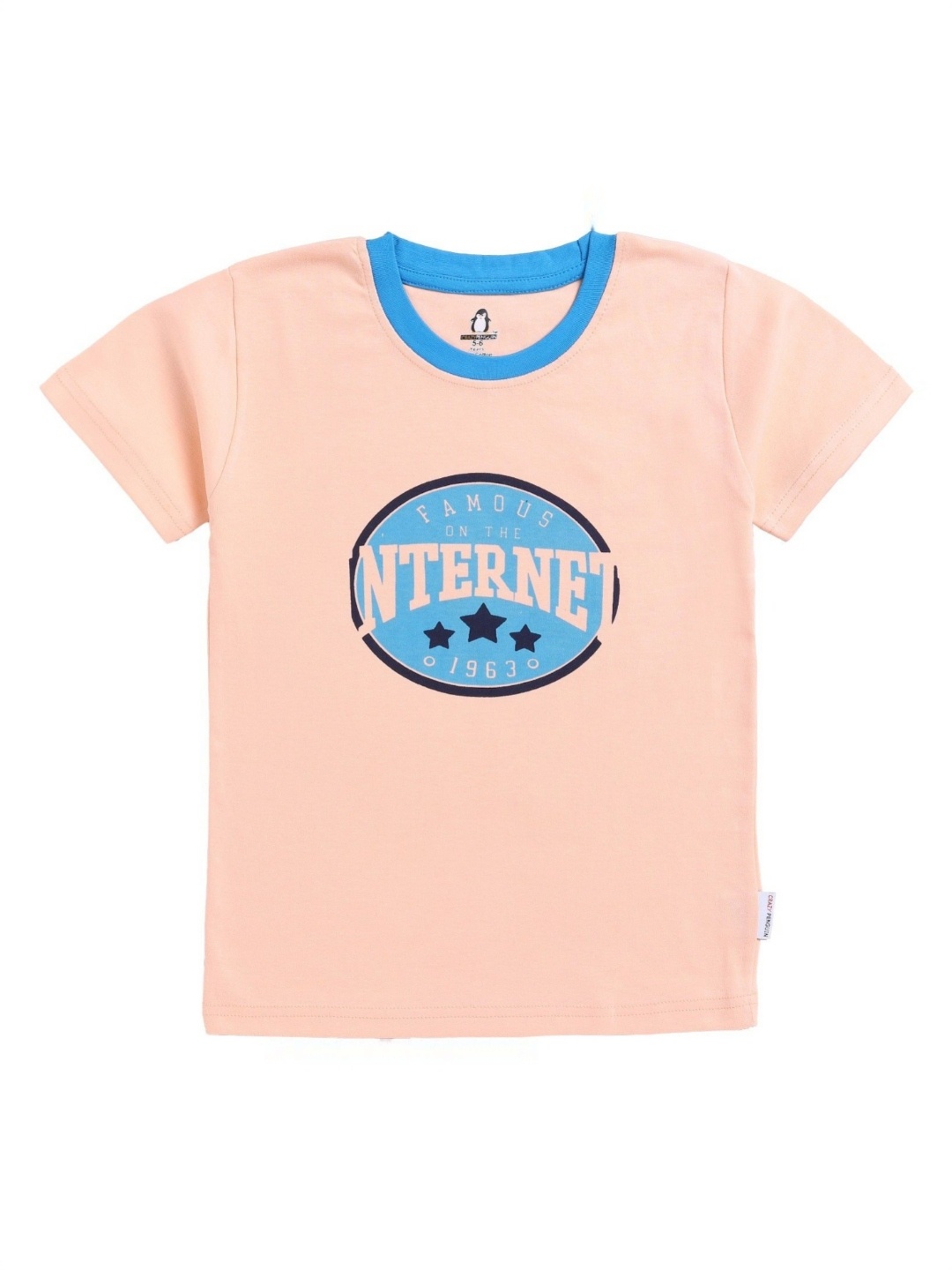 

CRAZYPENGUIN ELITE Boys Graphic Printed Cotton T-shirt, Peach