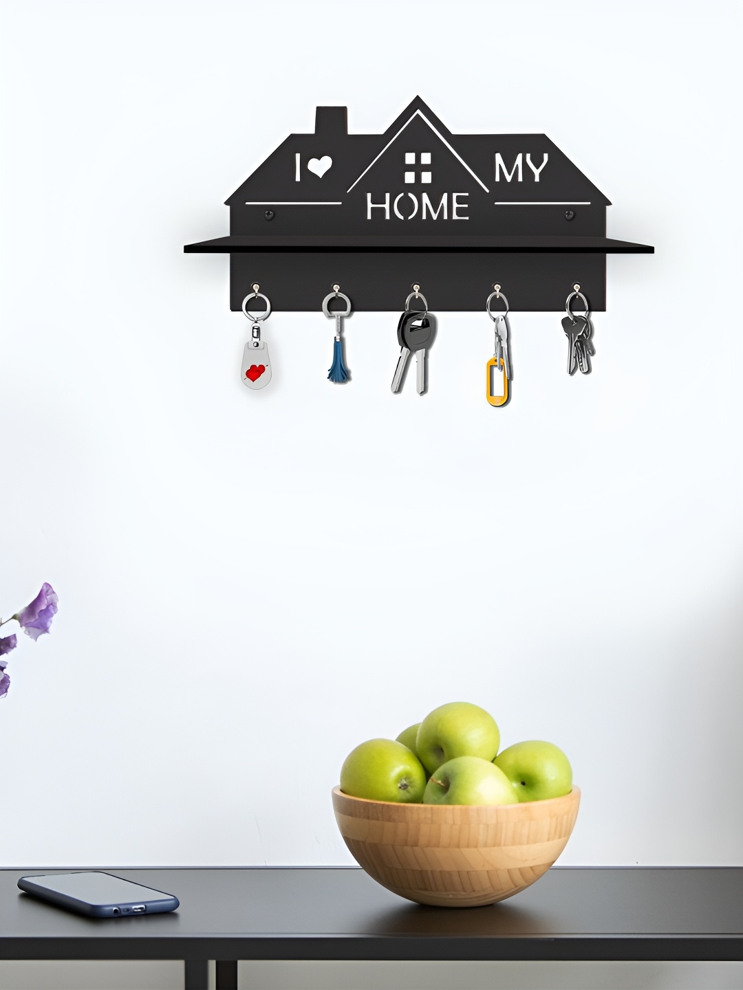 

OLIVE TREE Black 5 Hooks Wooden Key Holder
