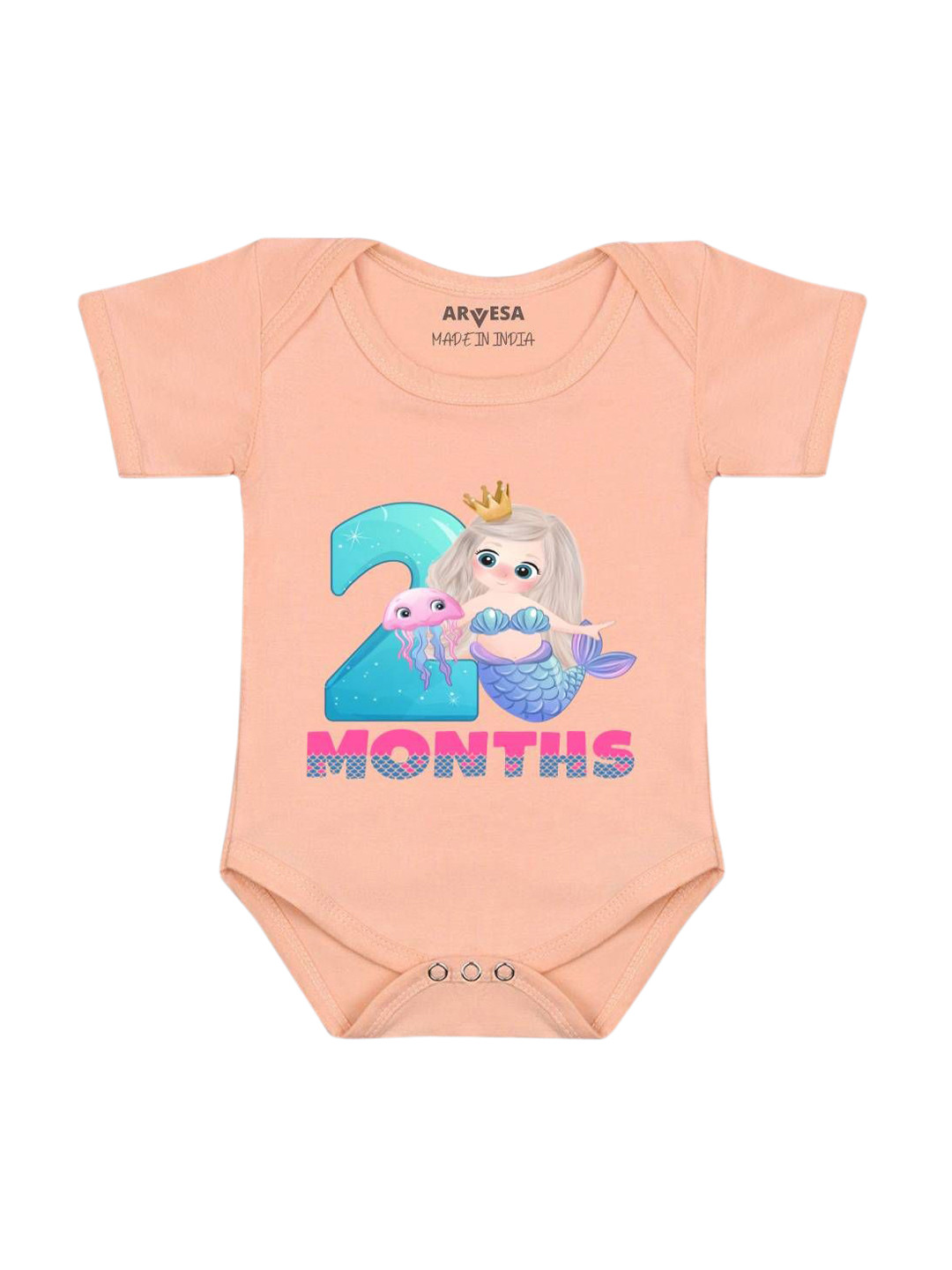 

Arvesa Infants Printed Short Sleeve Bodysuit, Peach