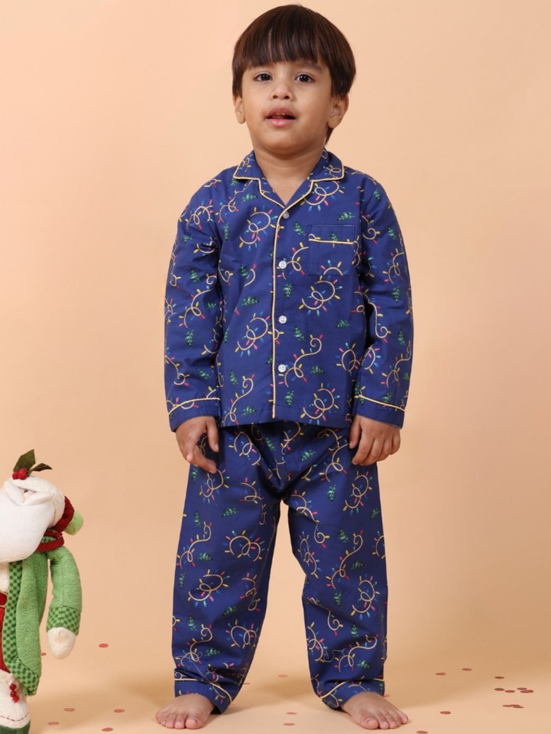 

MAMA AND PEACHES Unisex Kids Printed Night suit, Blue