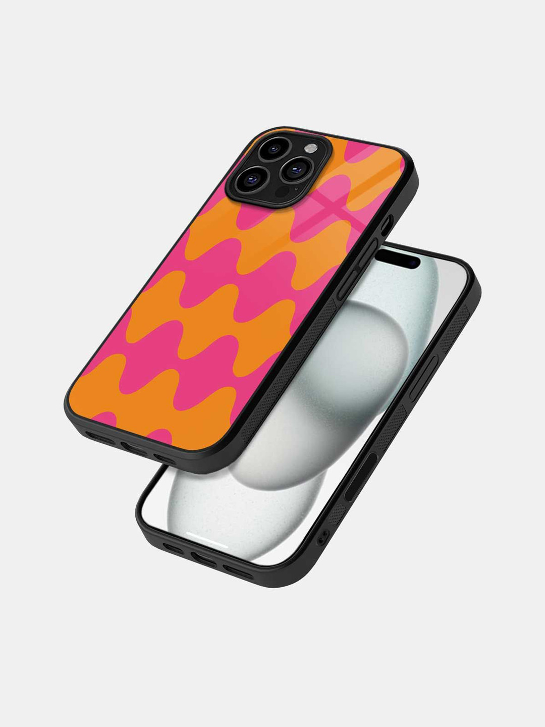 

macmerise Abstract Printed iPhone 16 Pro Bumper Case Mobile Accessories, Pink