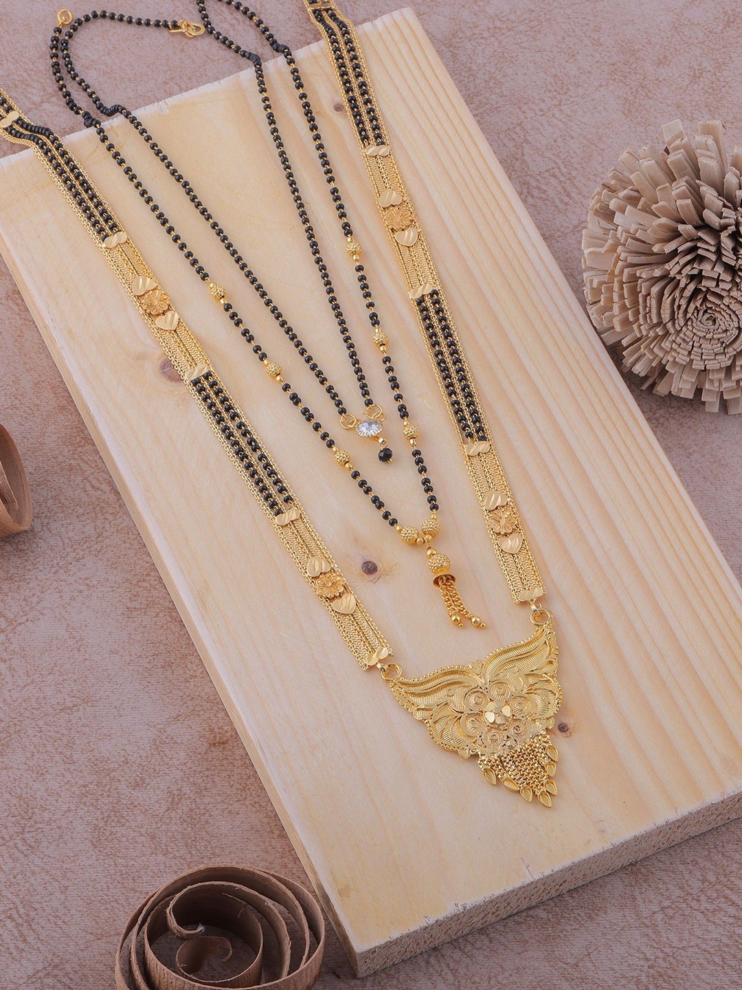 

Wynona Gold-Plated Artificial Beads Mangalsutra