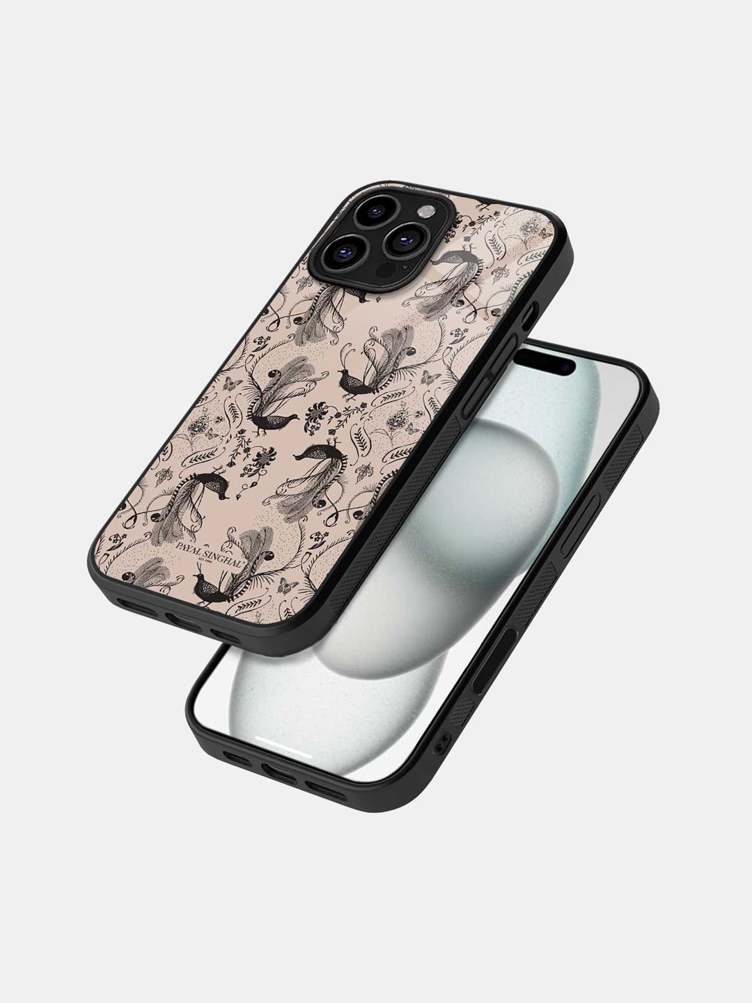 

macmerise Floral Printed iPhone 16 Pro Max Bumper Case Mobile Accessories, Black