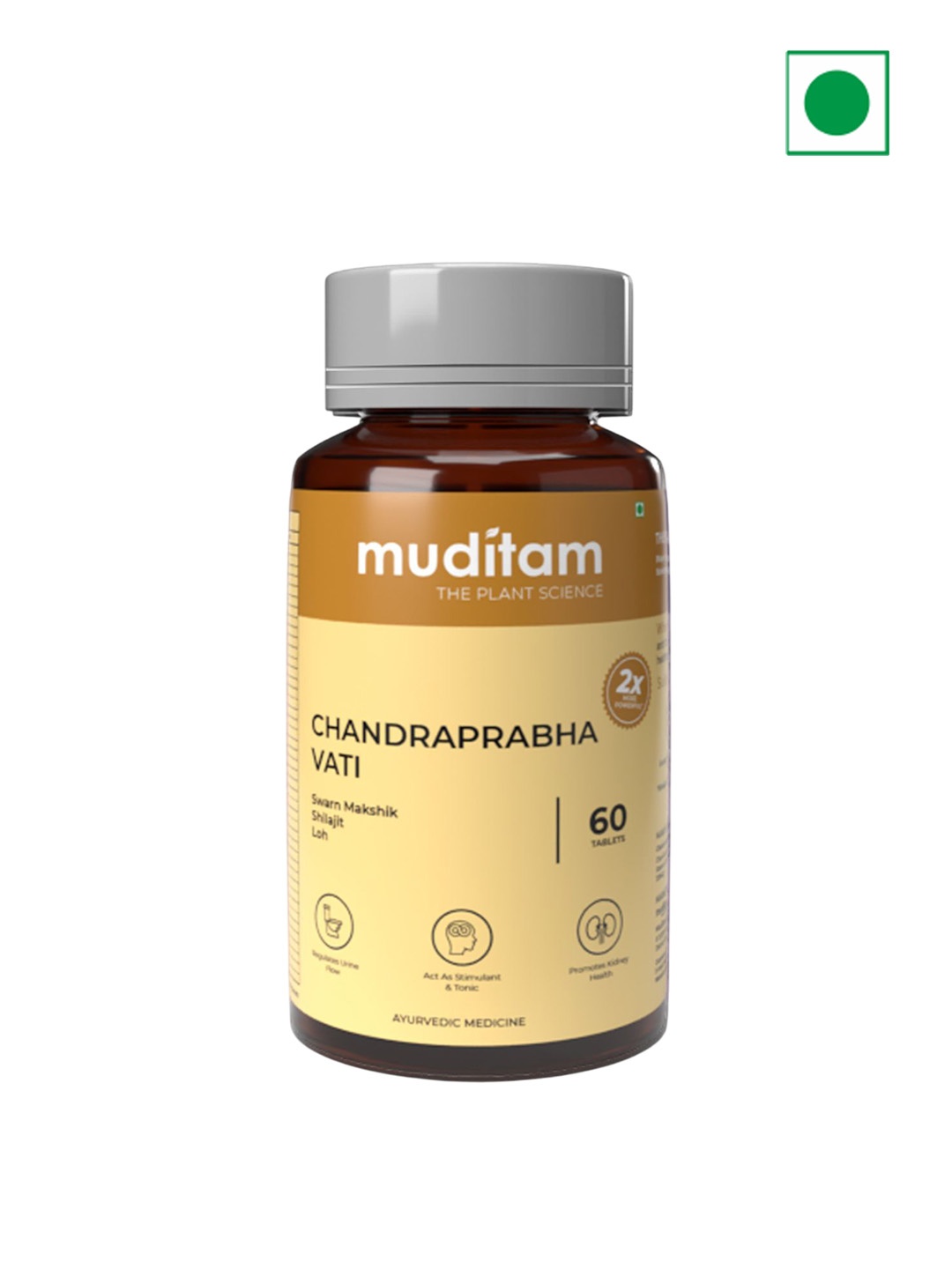 

Muditam Chandraprabha Vati Health Supplement Manage Blood Sugar - 60 Tablets, White