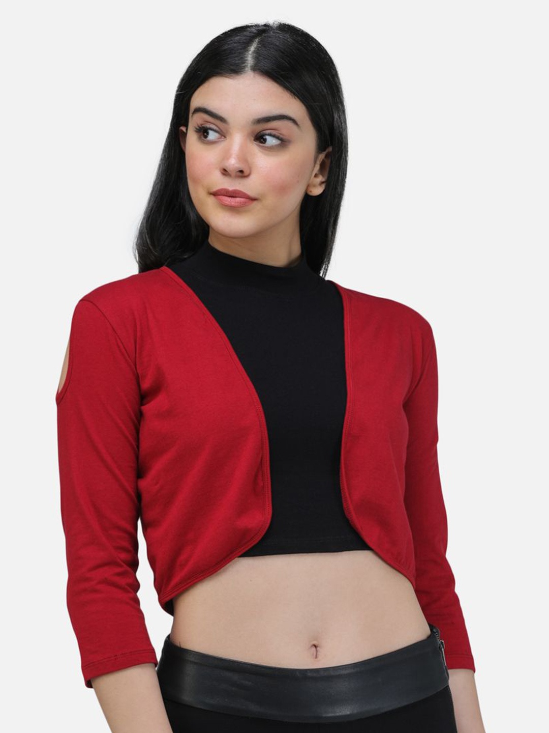 

SCORPIUS Women Longline Shrug, Maroon