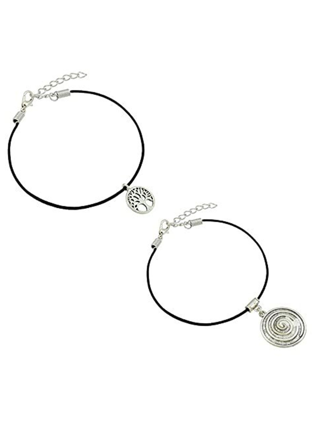 

HIGH TRENDZ Women Set of 2 Anklets, Black