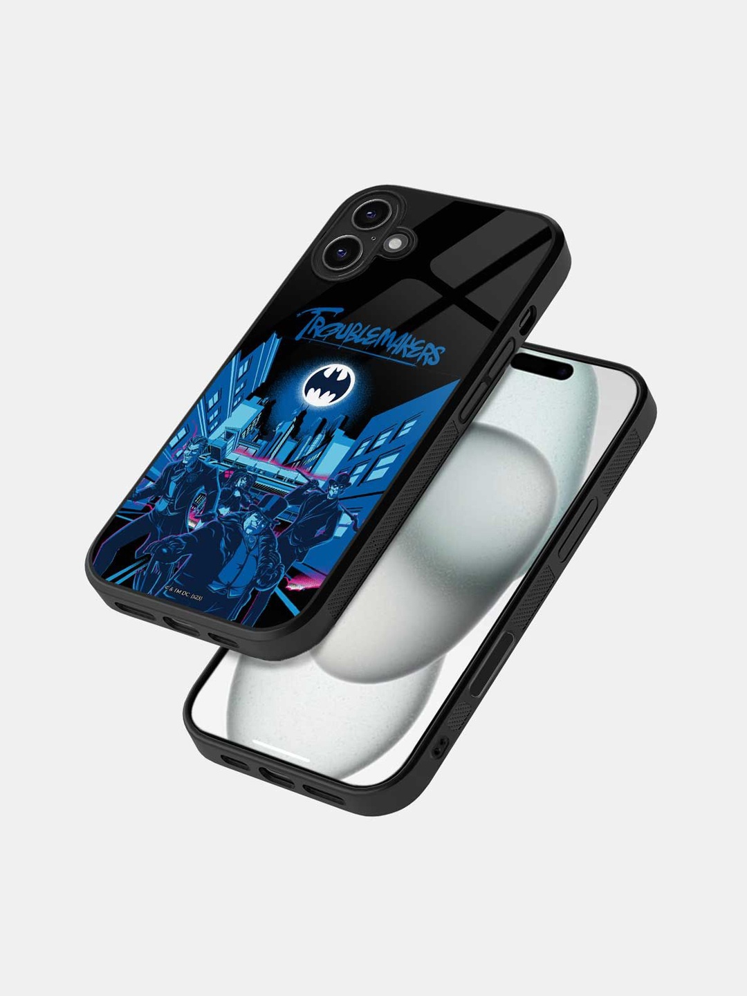 

macmerise Superhero Printed iPhone 16 Bumper Case Mobile Accessories, Black