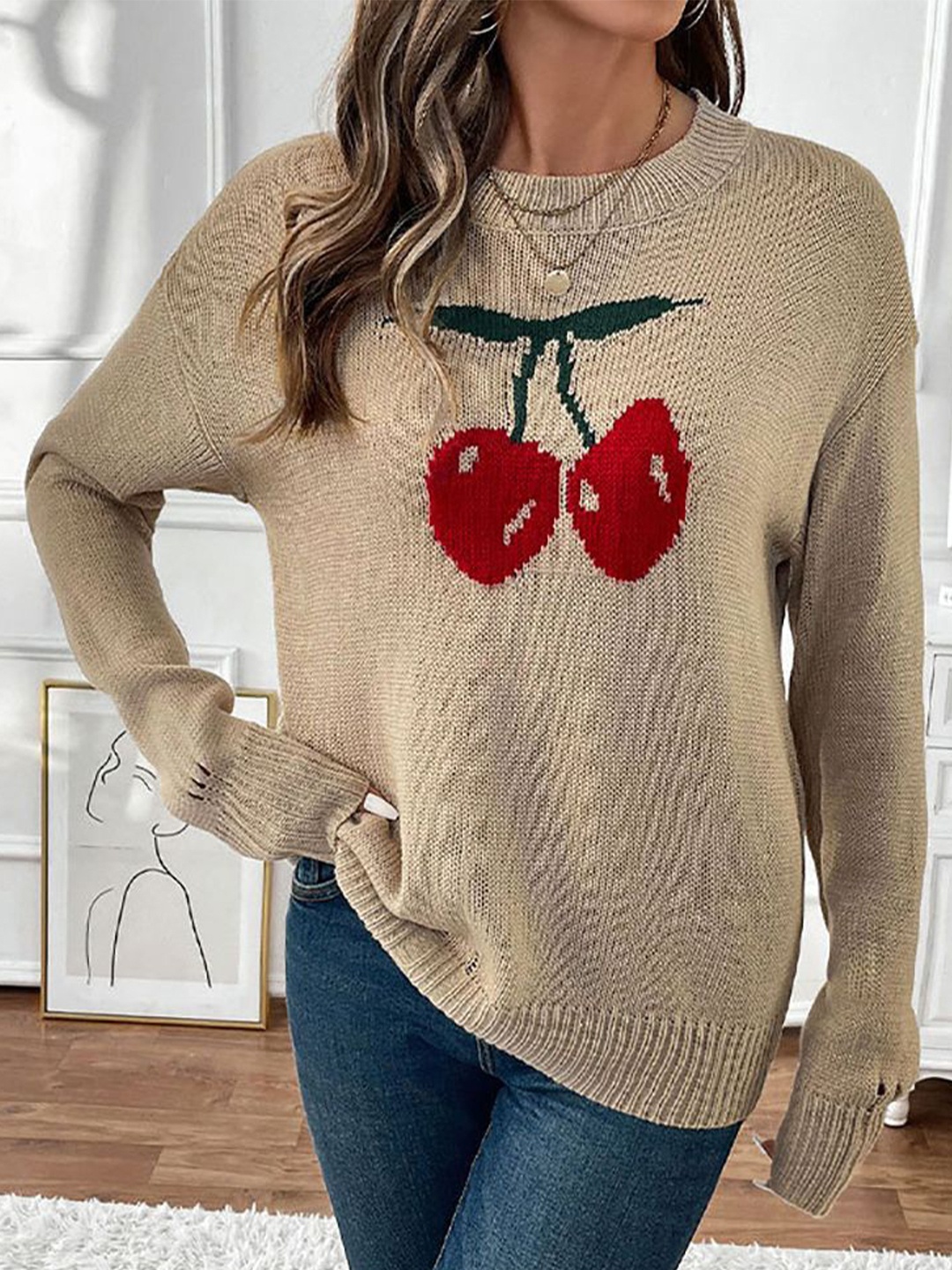 

StyleCast x Revolte Women Ribbed Pullover, Khaki
