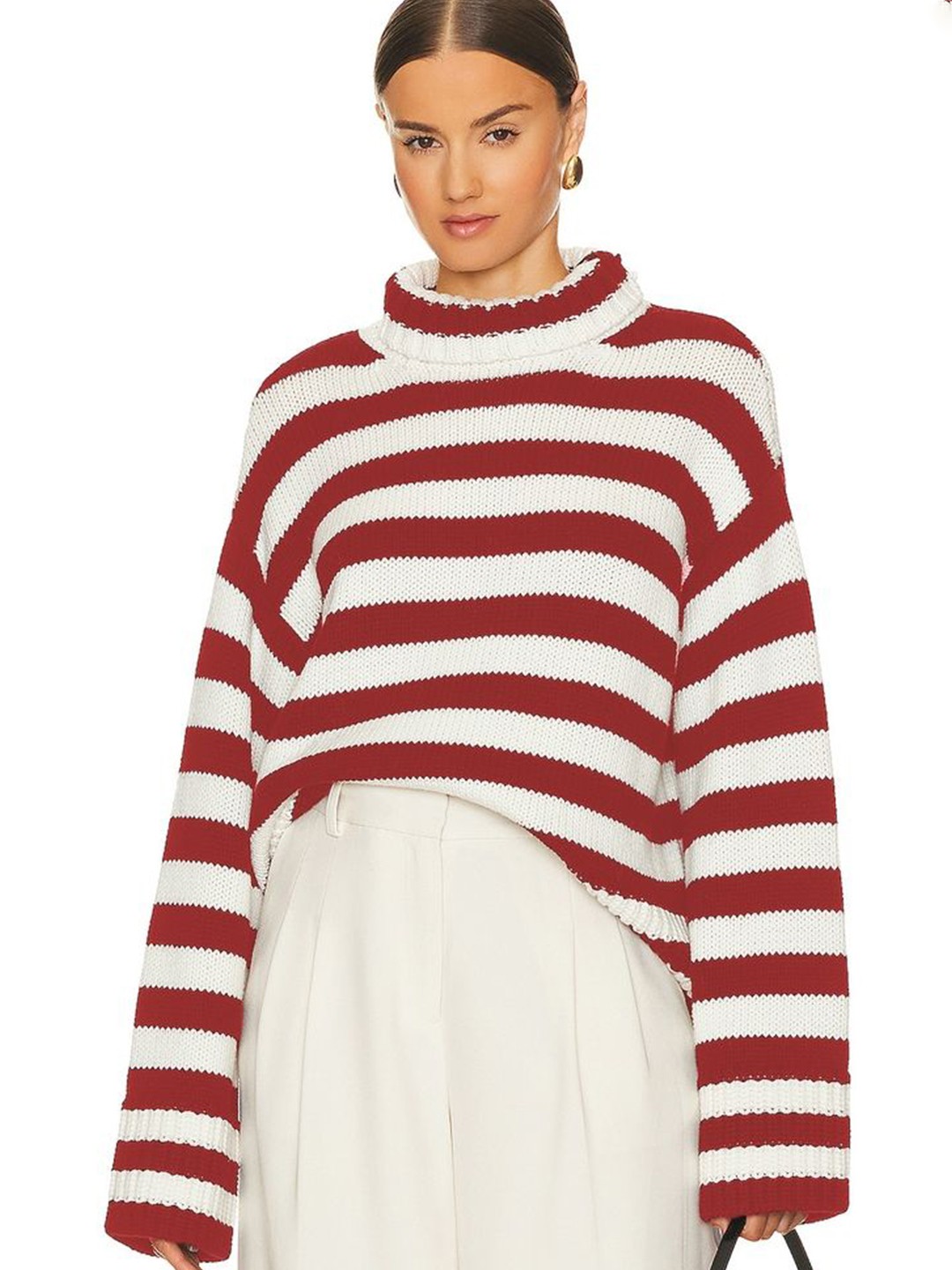 

LULU & SKY Women Striped Pullover, Red