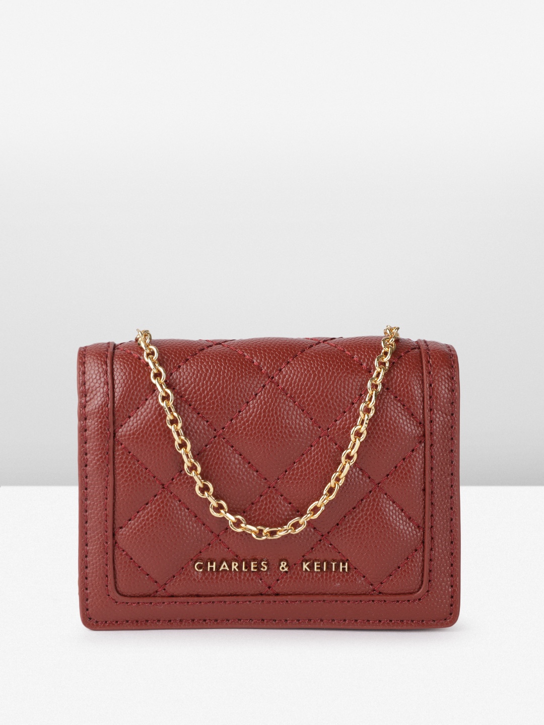 

CHARLES & KEITH Women Quilted Card Holder, Red