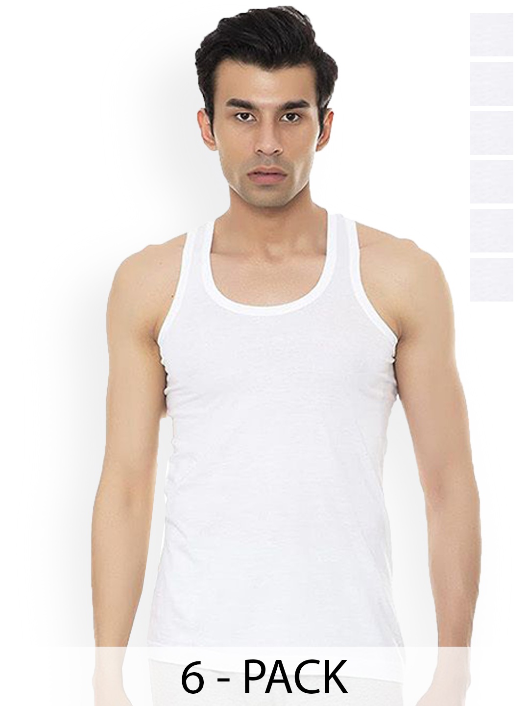 

AMUL COMFY Pack Of 6 Pure Cotton Gym Vests, White