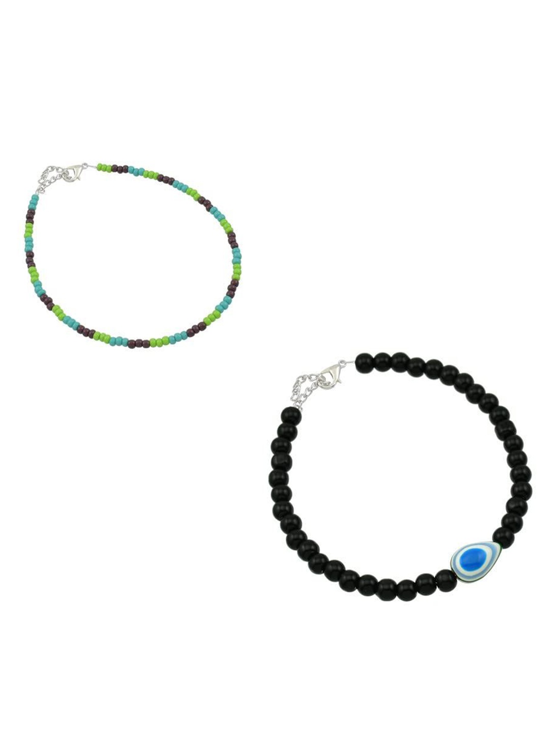 

HIGH TRENDZ Women Set of 2 Anklets, Black
