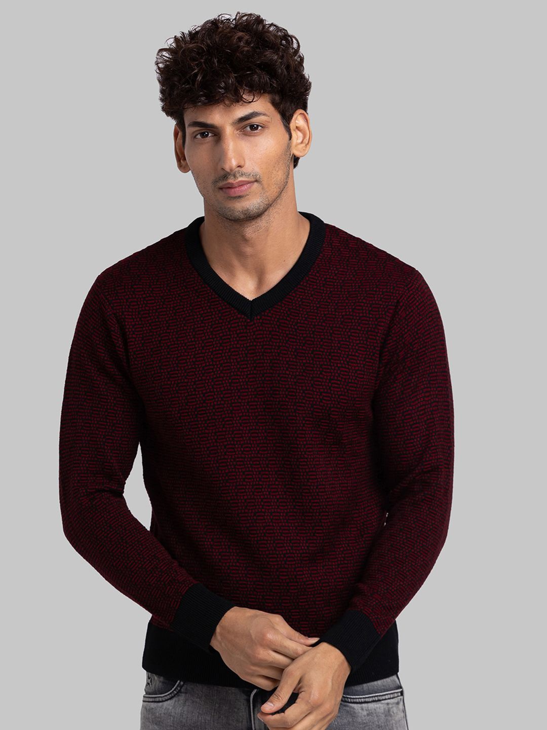 

Parx Men Printed Pullover, Maroon