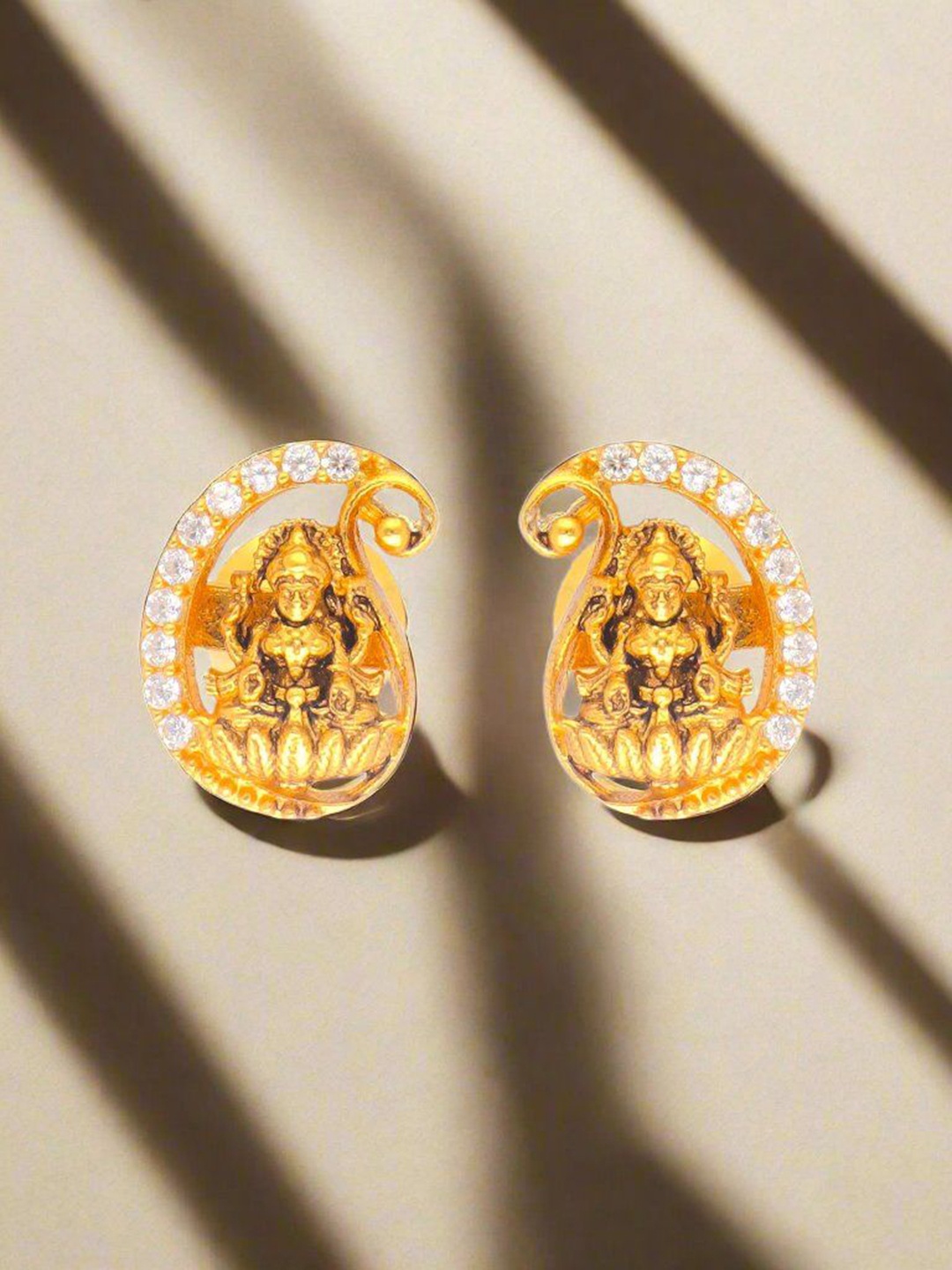 

Luxevogue Gold-Plated Paisley Shaped Sterling Silver Cubic Zirconia Studs