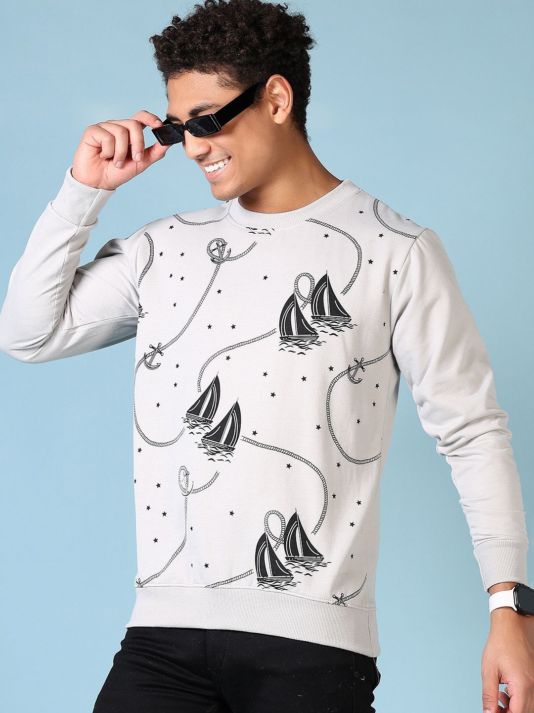 

V-Mart Men Printed Sweatshirt, Grey