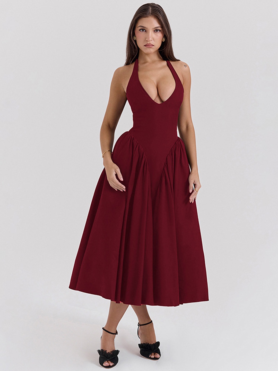 

MIAKEE A-Line Maxi Dress, Maroon