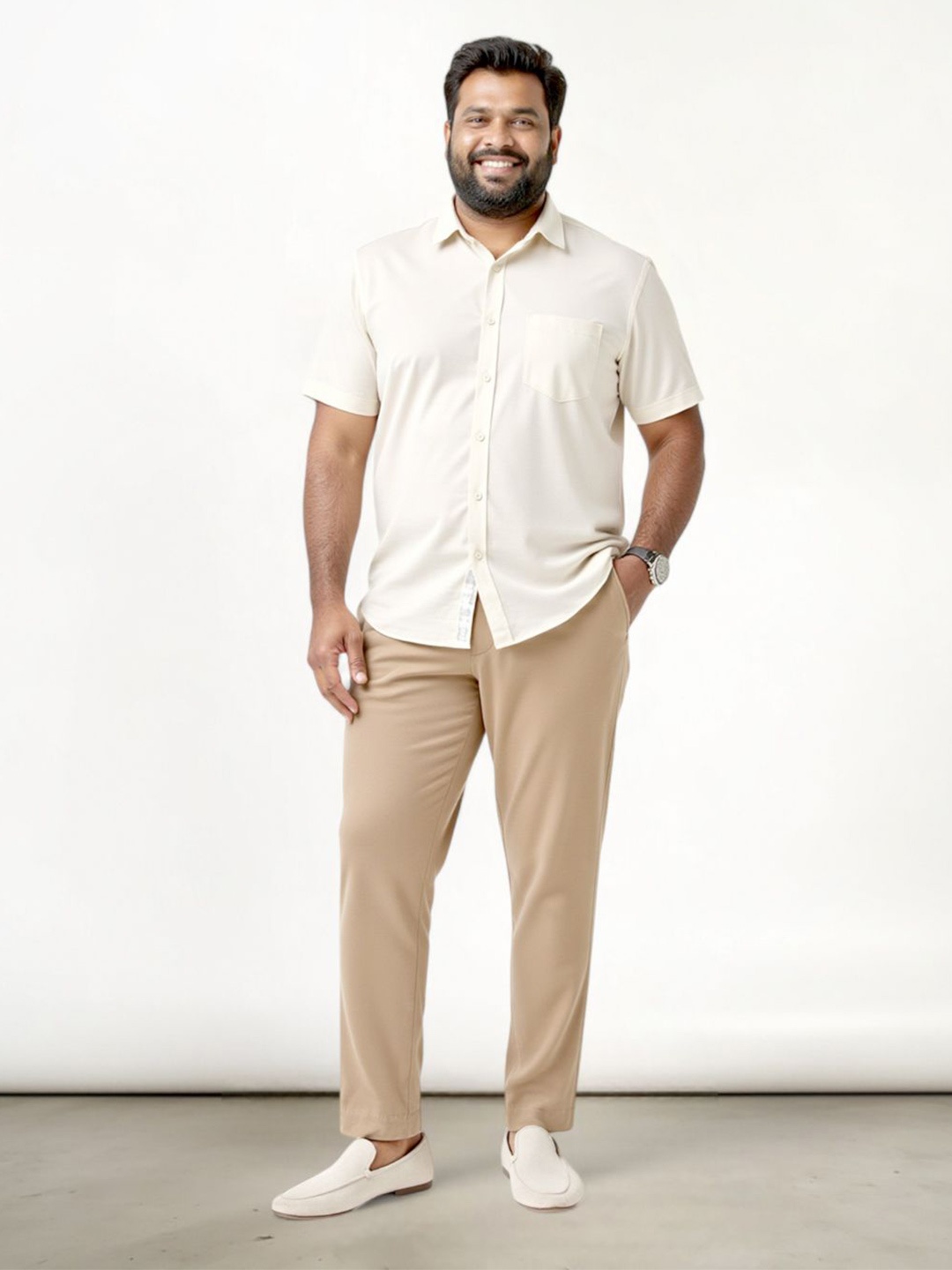 

The Pant Project Men Plus Size Comfort Slim Fit Wrinkle Free Trousers, Brown