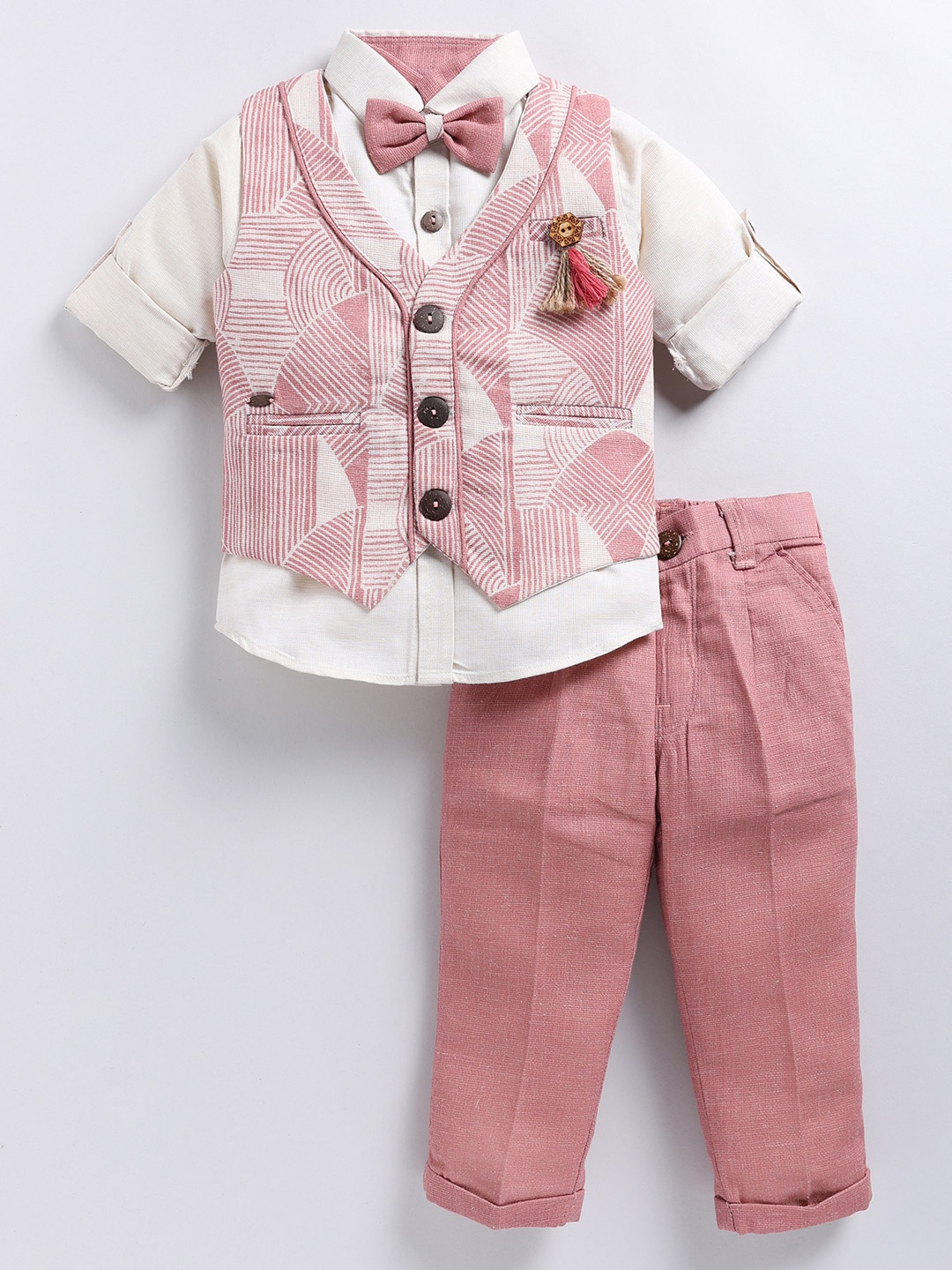 

LITTLE COLLARS Boys Single-Breasted Three-Piece Suit, Pink