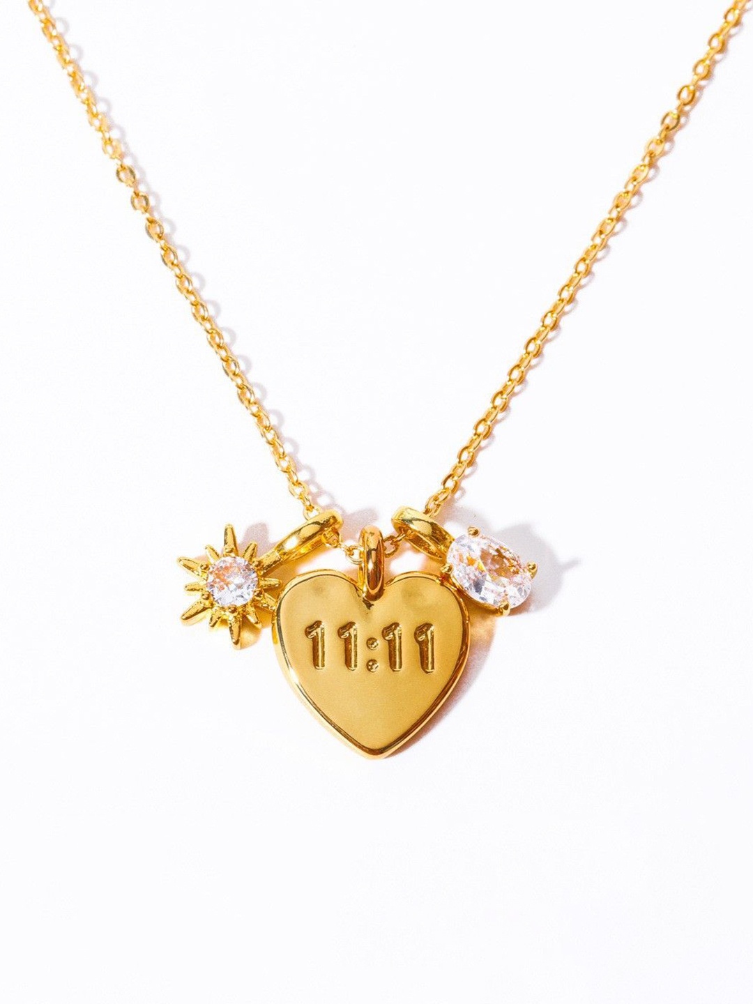 

Just Lil Things Stone Studded Heart Shaped Pendant With Chain, Gold