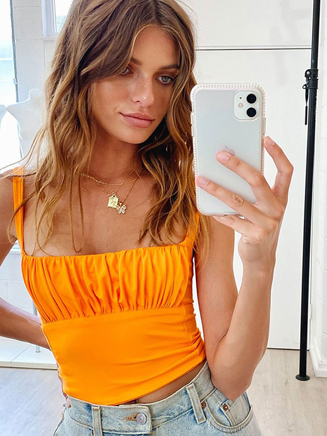 

LULU & SKY Tube Crop Top, Orange