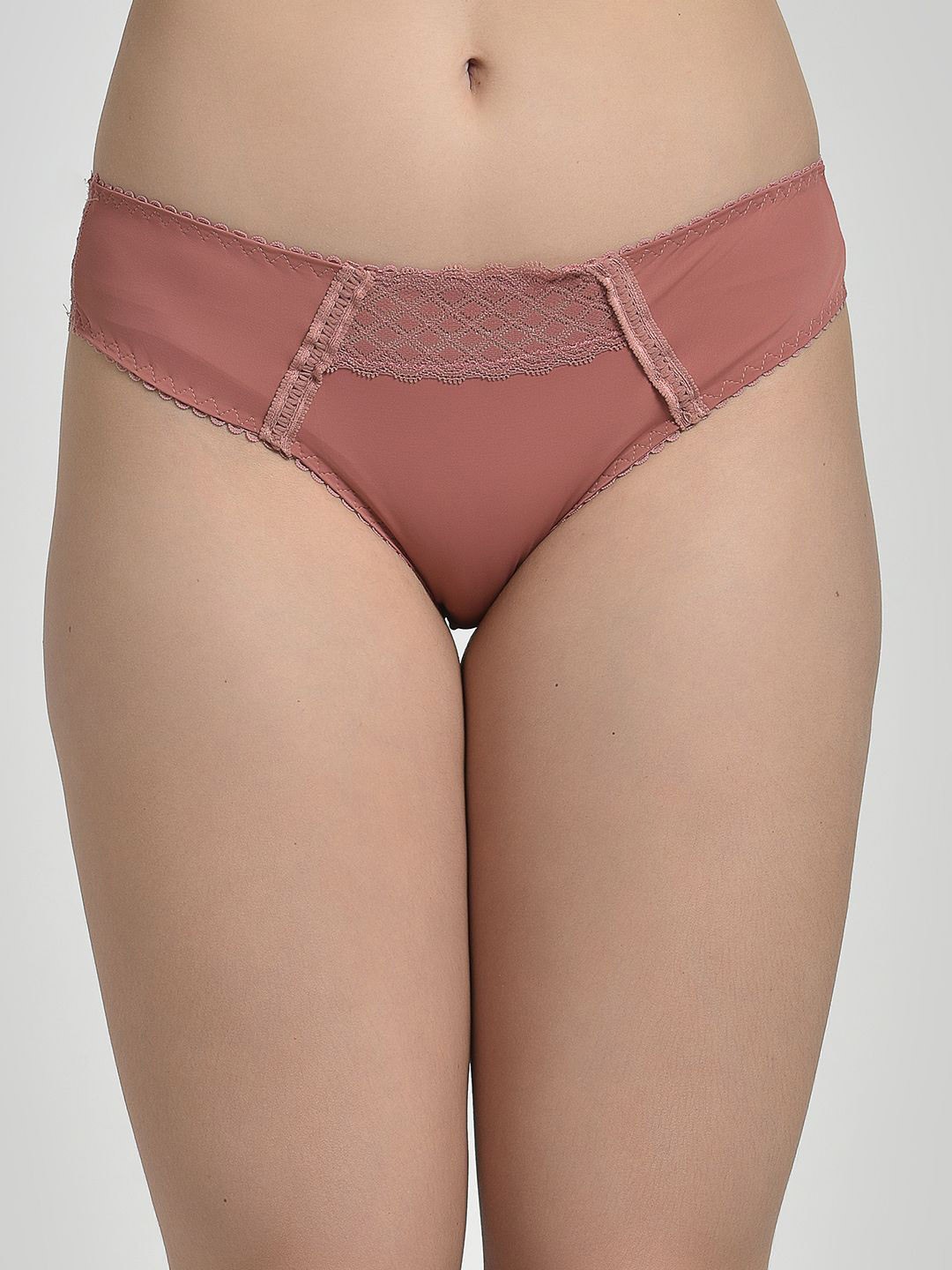 

MAKCLAN Women Low-Rise Lace Basic Brief, Pink