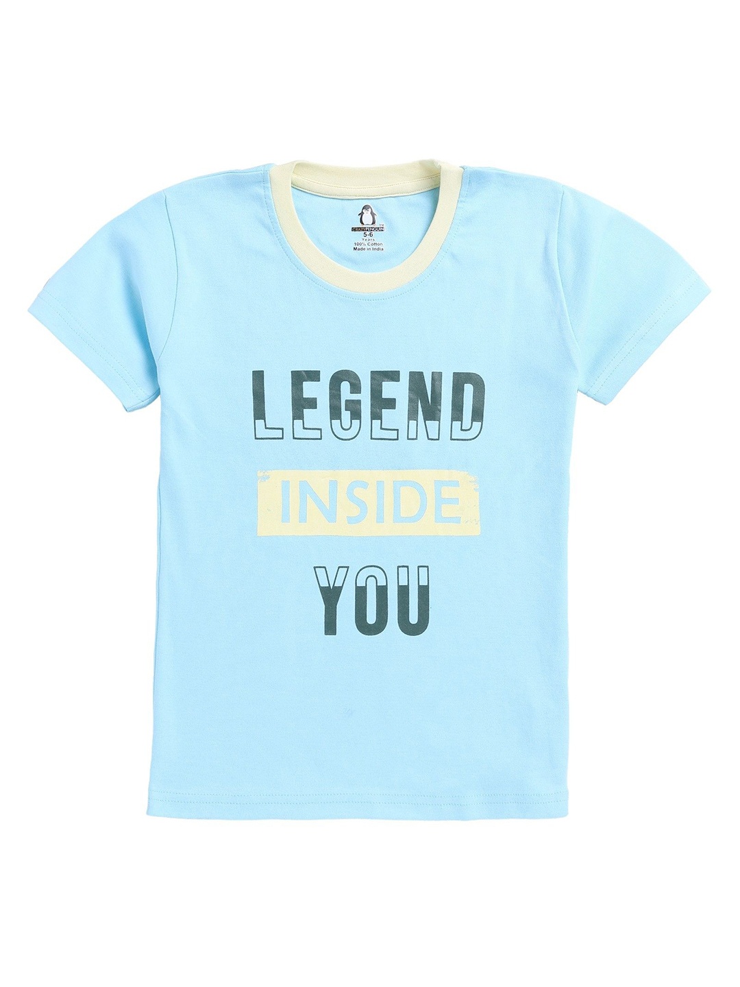 

CRAZYPENGUIN ELITE Boys Typography Printed Round Neck Cotton T-shirt, Blue