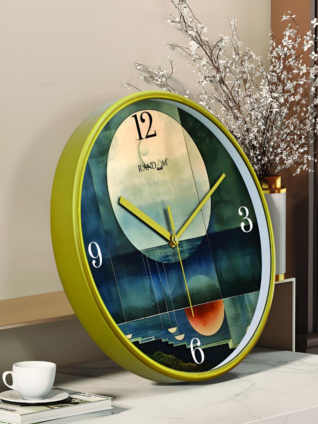 

RANDOM Printed Round Shaped Sweep Silent Movement Contemporary Wall Clock, Blue