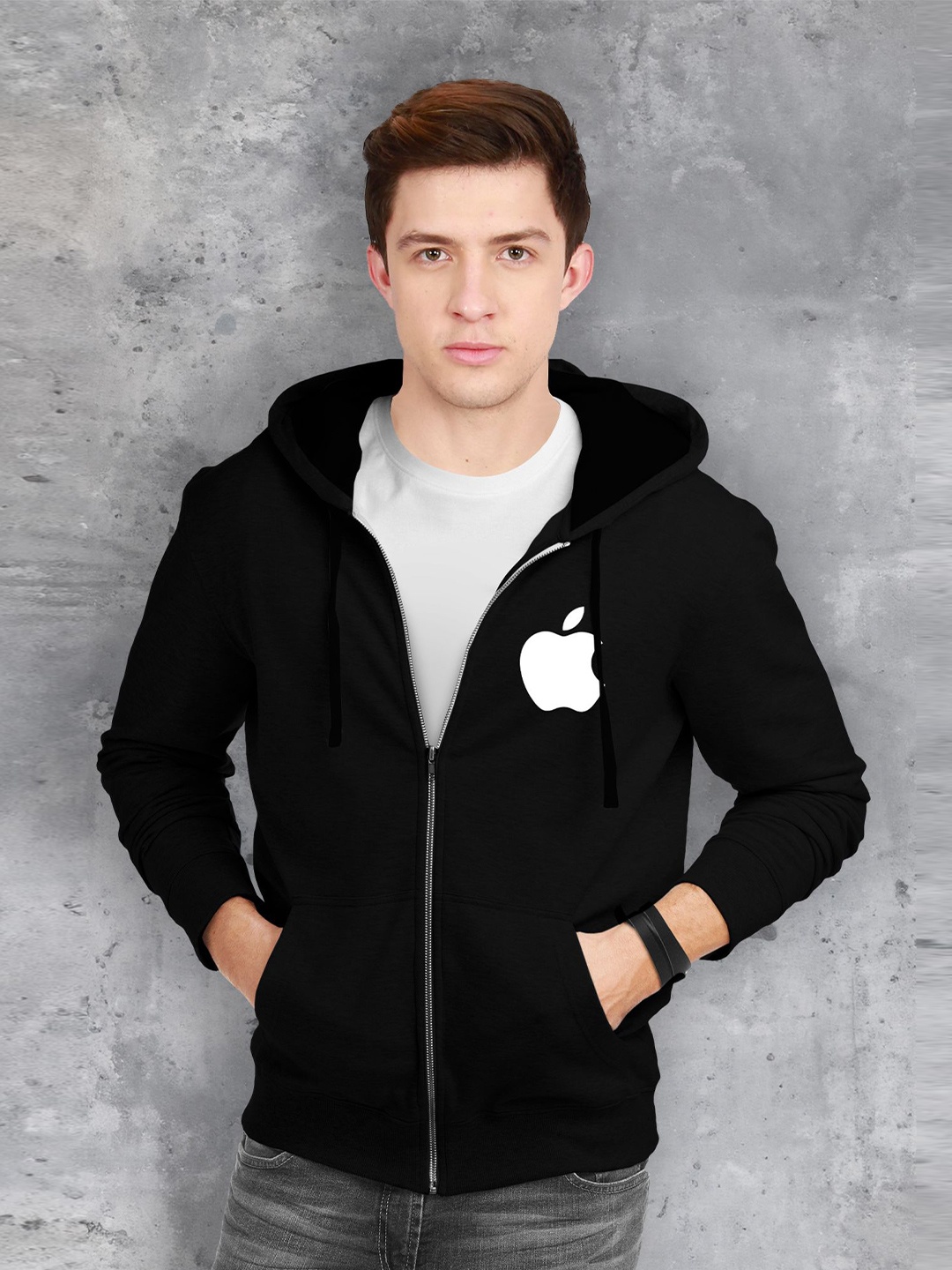 

fanideaz Men Printed Hooded Sweatshirt, Black