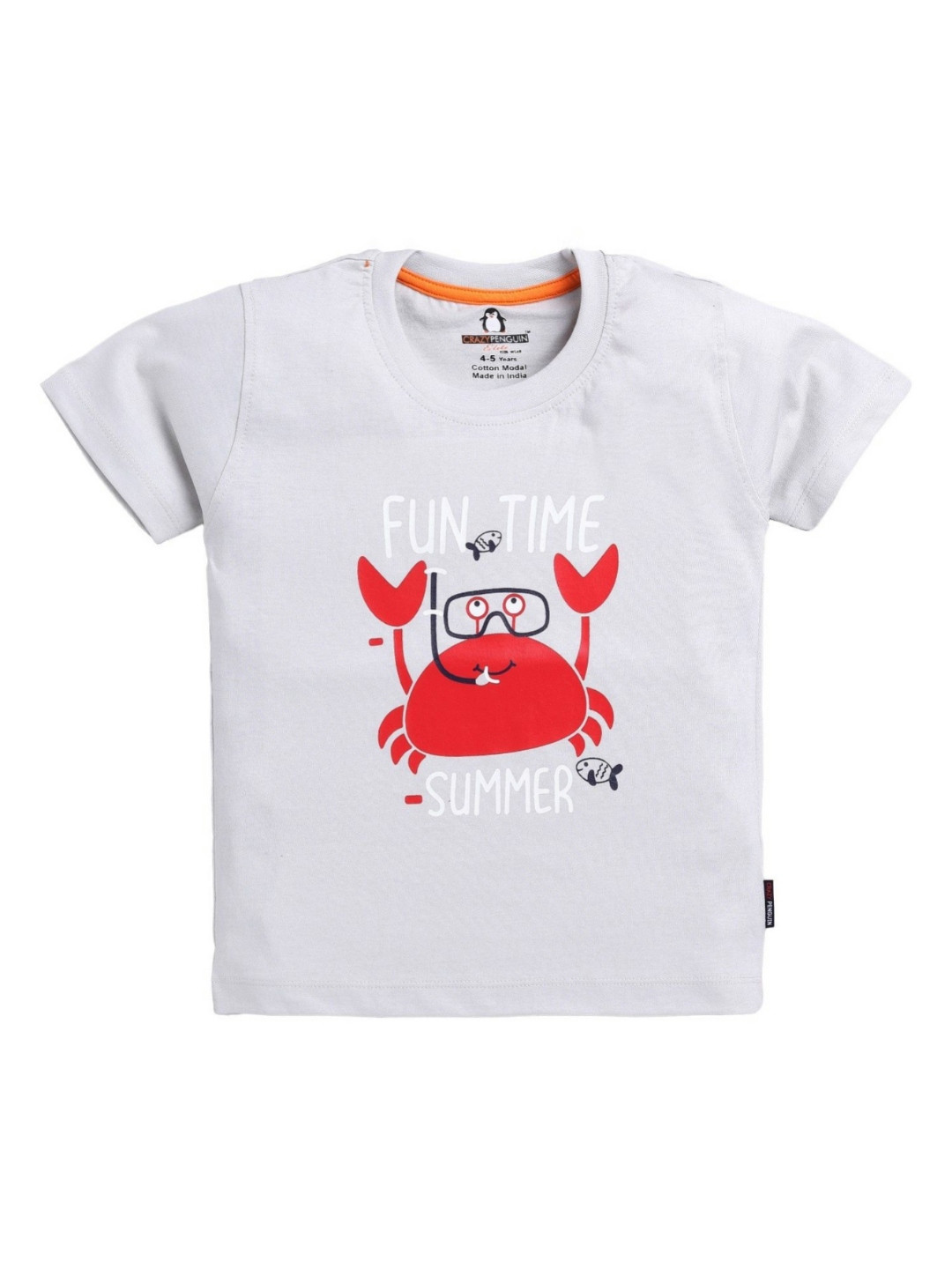 

CRAZYPENGUIN ELITE Boys Graphic Printed Round Neck Cotton T-shirt, White