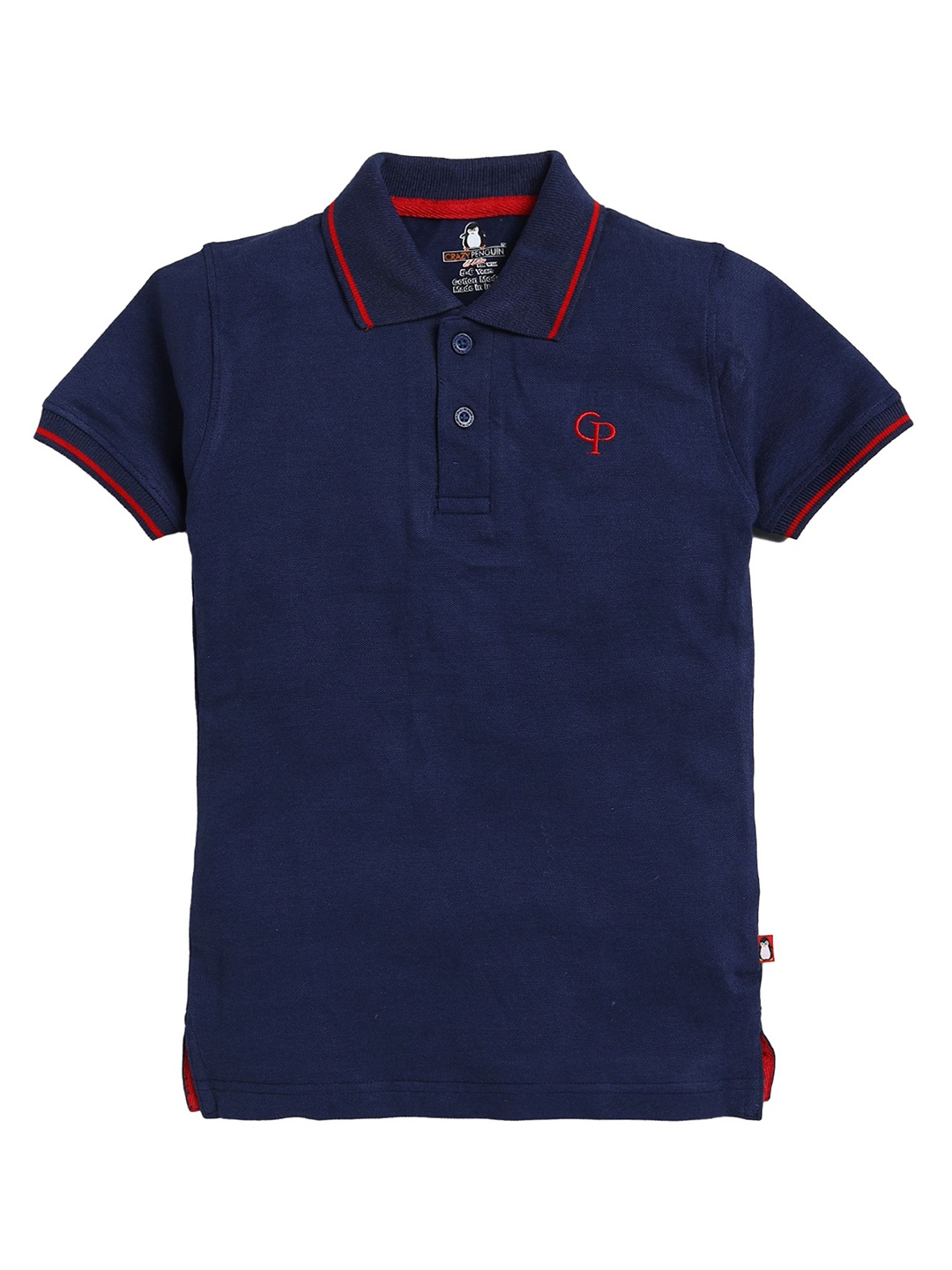 

CRAZYPENGUIN ELITE Boys Solid Polo Collar Cotton T-shirt, Navy blue