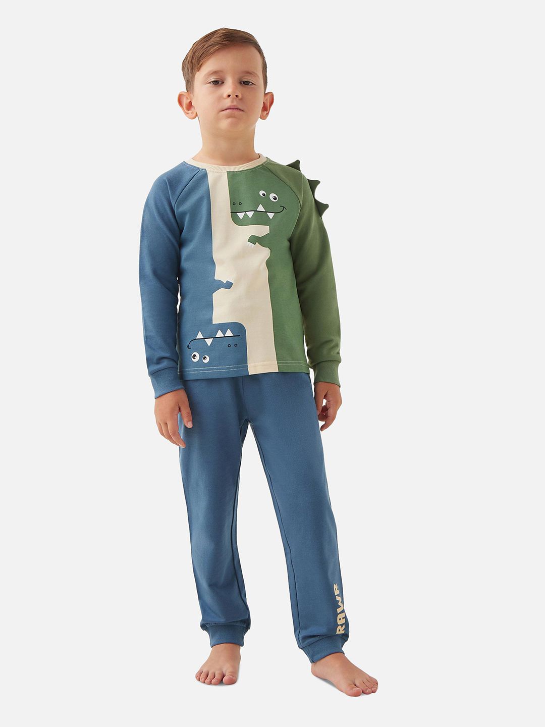 

Juniors by Babyshop Boys Colourblocked T-shirt with Pyjamas, Blue