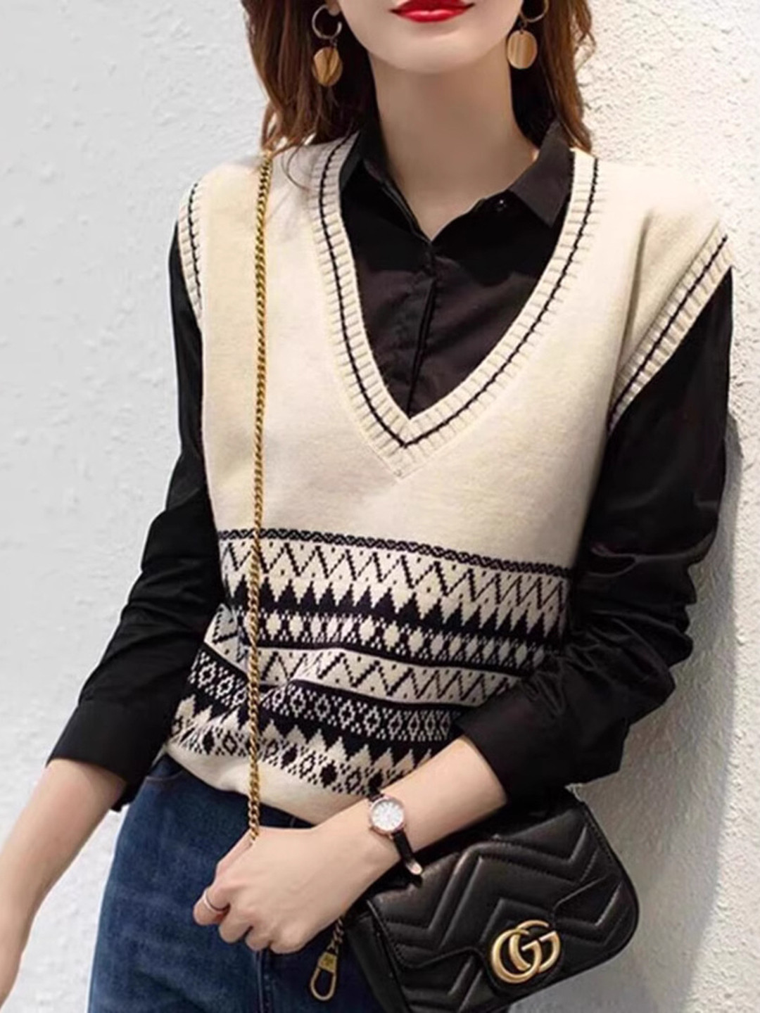 

StyleCast Women Chevron Pullover, Off white