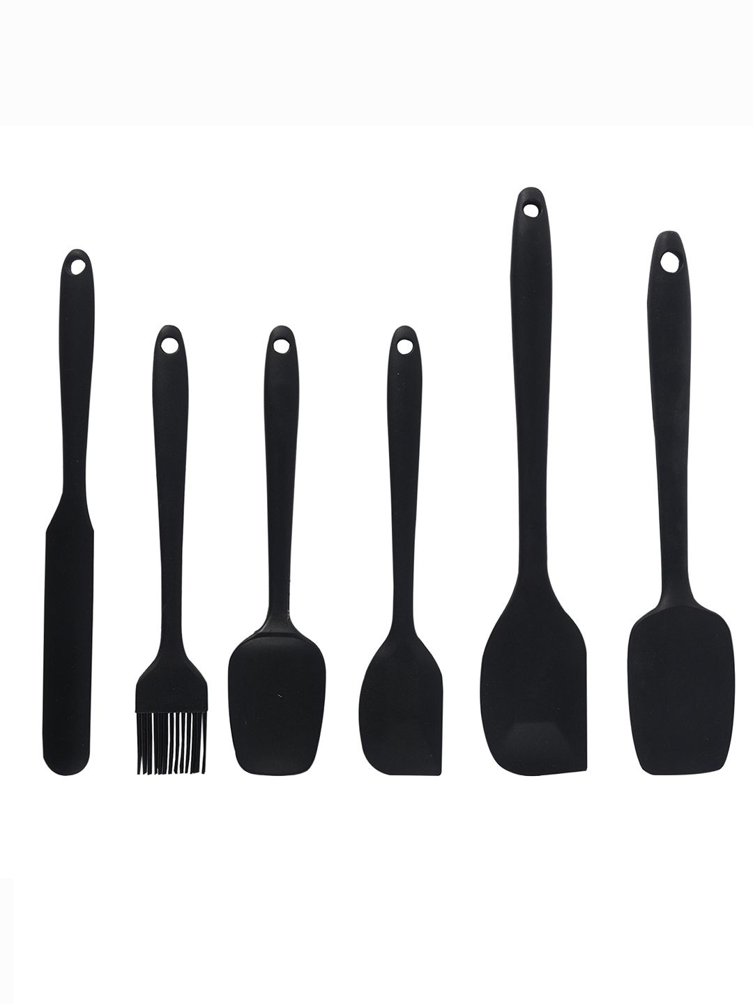 

Kuber Industries Black 6 Pieces Silicone Nonstick Spatula Set