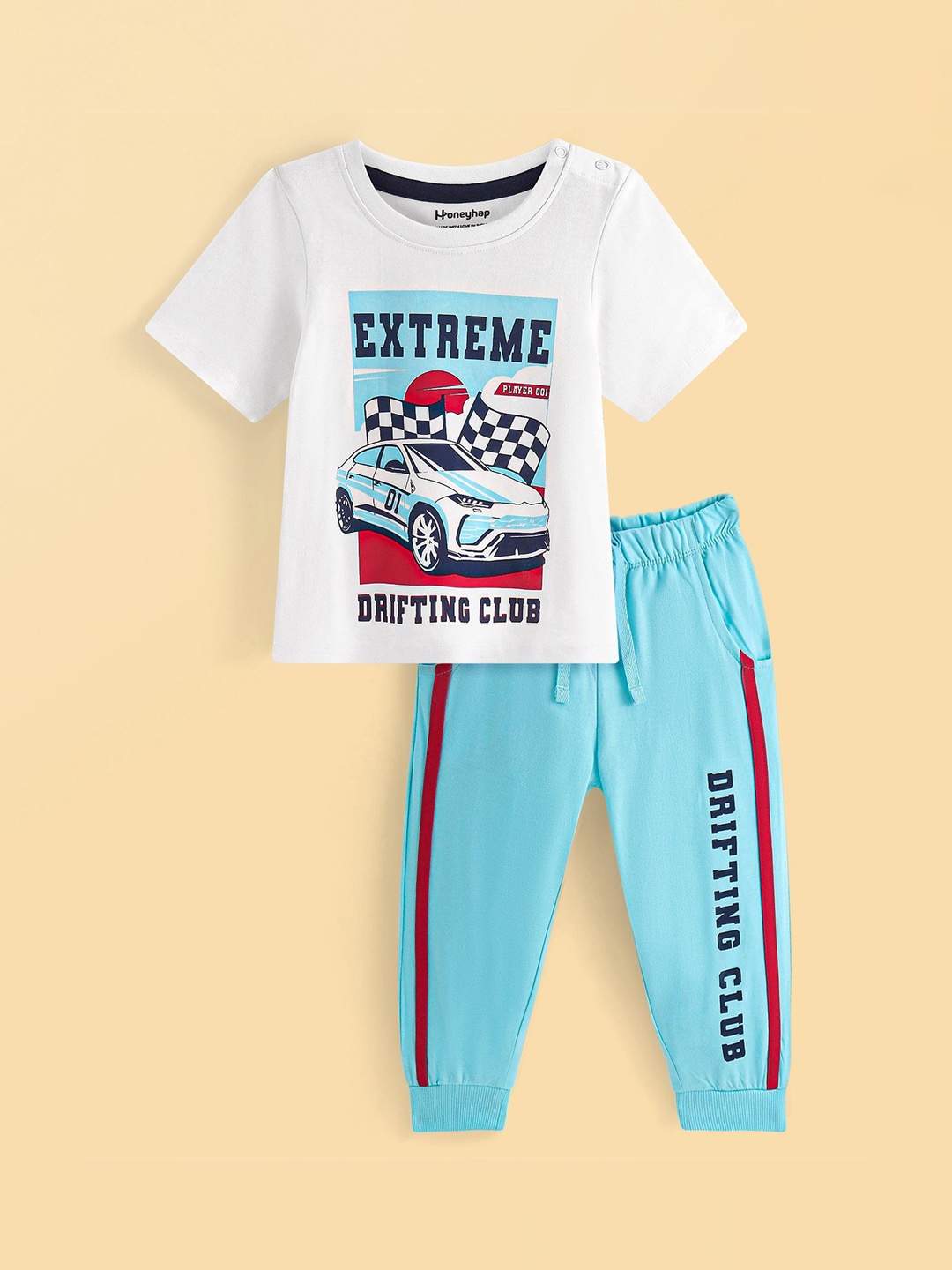 

Honeyhap Boys Printed Pure Cotton Night Suit, Blue