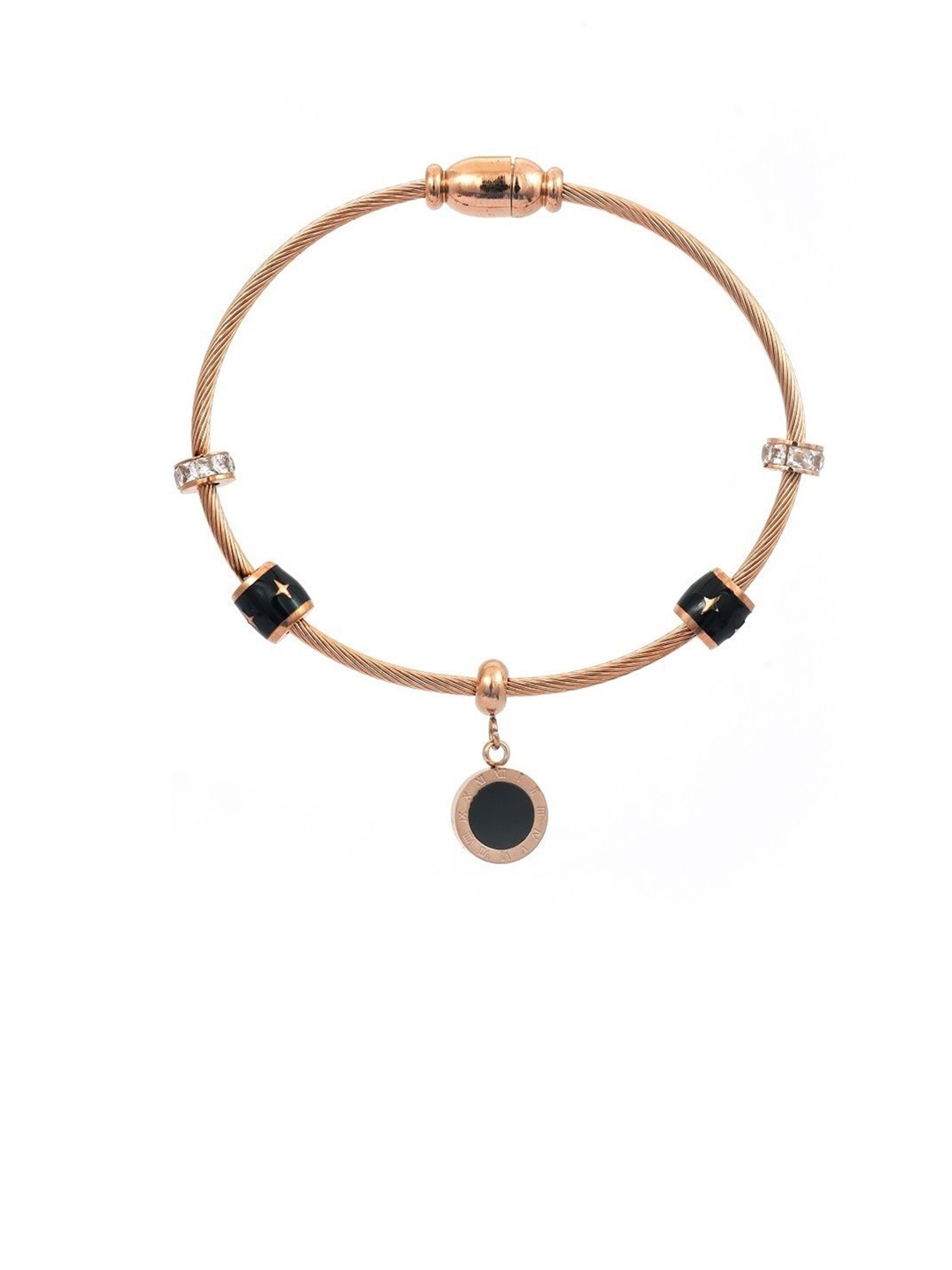 

V FASHION JEWELLERY Rose Gold-Plated Charm Bracelet