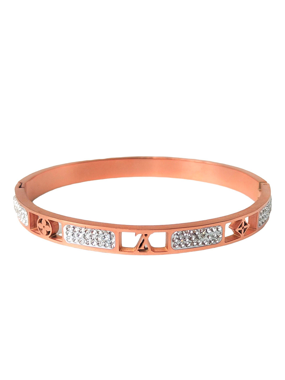

V FASHION JEWELLERY Rose Gold Plated Stone Studded Bracelet