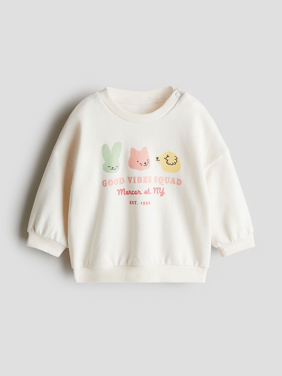 

H&M Printed Sweatshirt, White