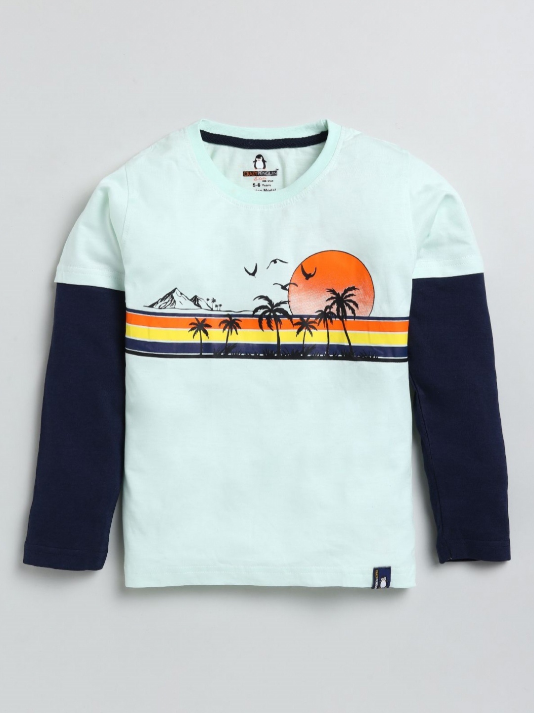 

CRAZYPENGUIN ELITE Boys Graphic Printed Round Neck Cotton T-shirt, Sea green