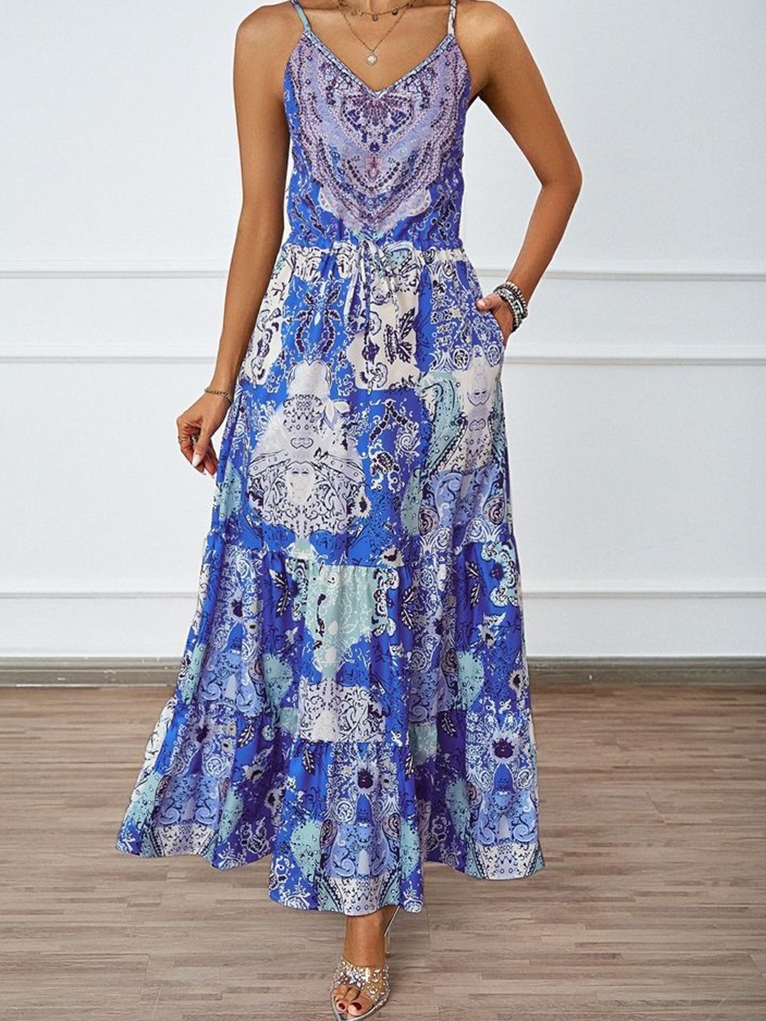 

LULU & SKY Floral Print Maxi Dress, Blue