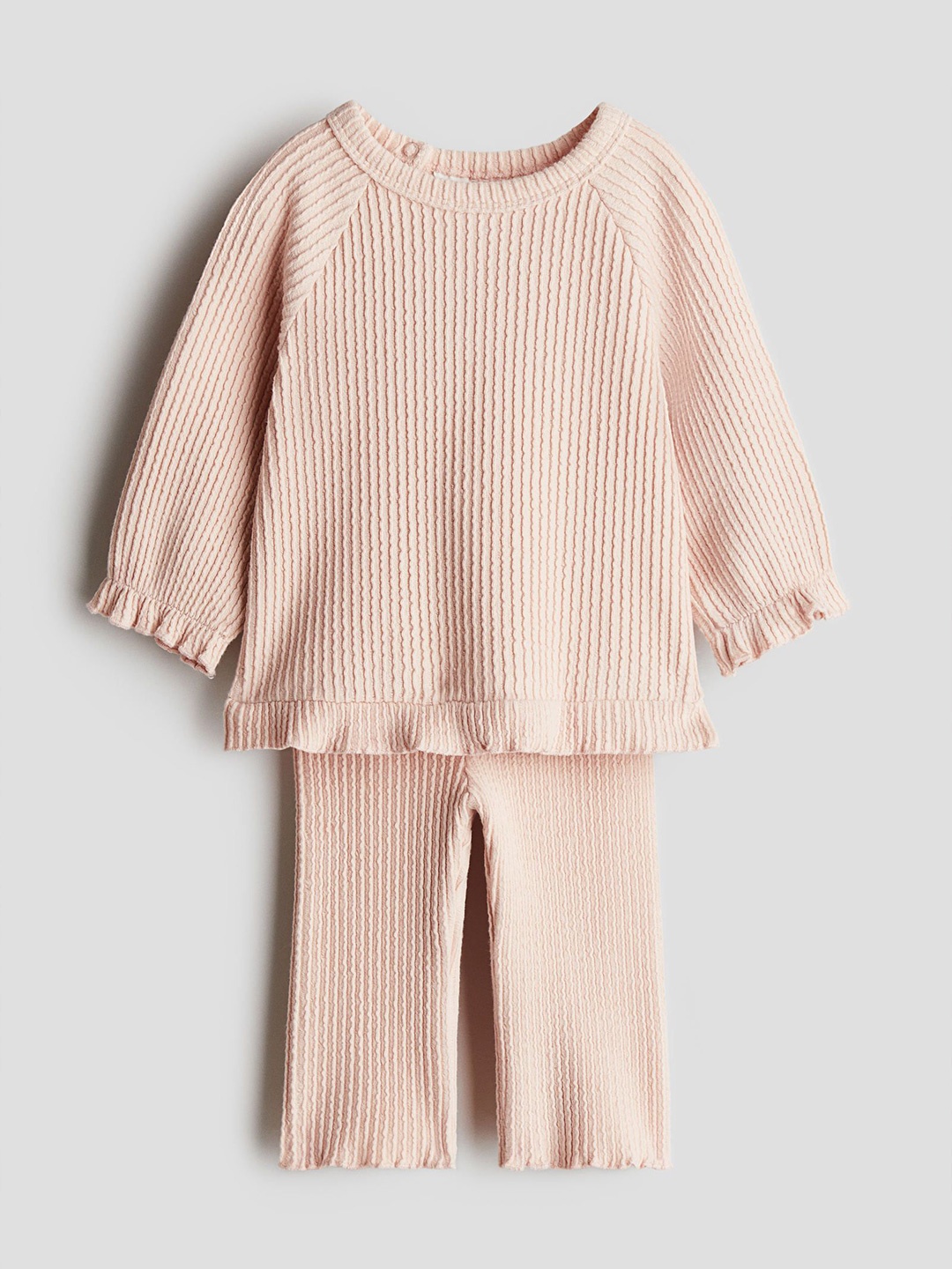 

H&M 2-Piece Wavy-Ribbed Cotton Set, Orange