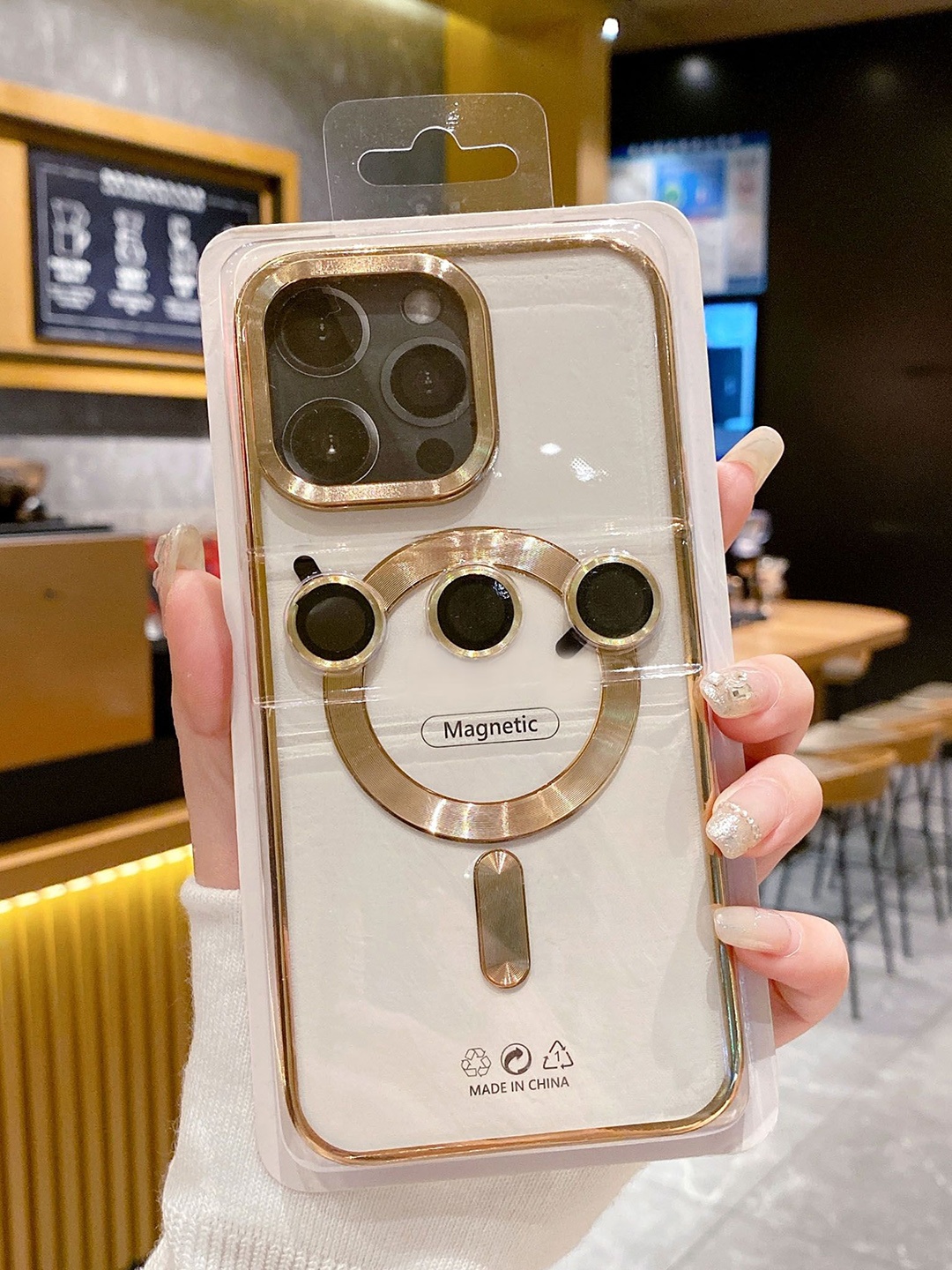 

Luxury Kase Solid Printed iPhone 13 Pro Max Back Case Mobile Accessories, Gold