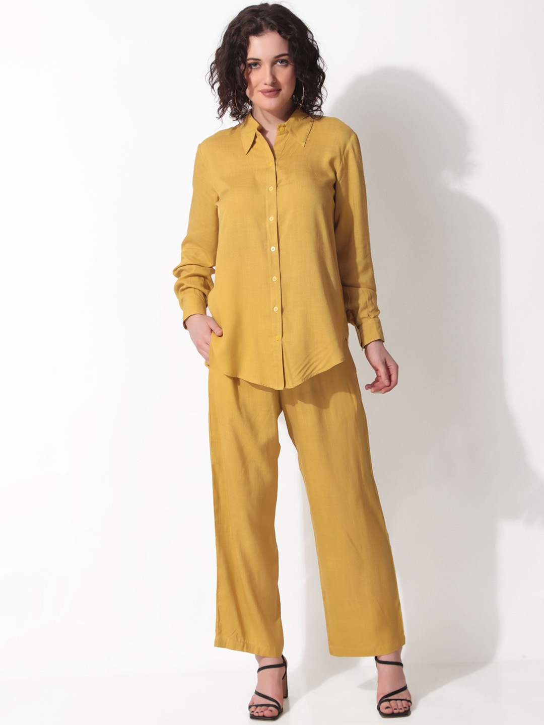 

Seryeon Shirt Collar Shirt & Trousers Co-ords, Mustard