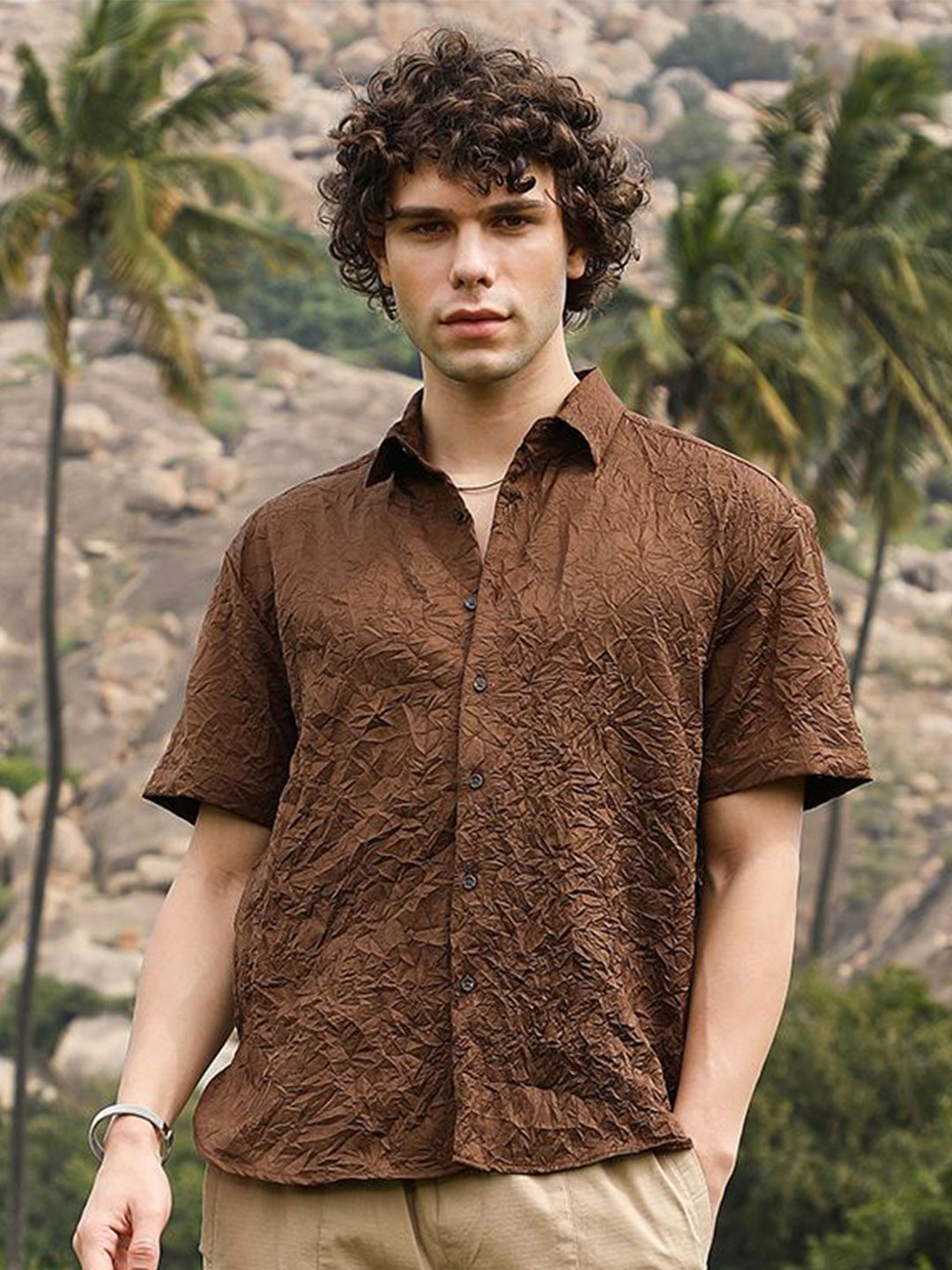 

Campus Sutra Men Comfort Opaque Casual Shirt, Brown