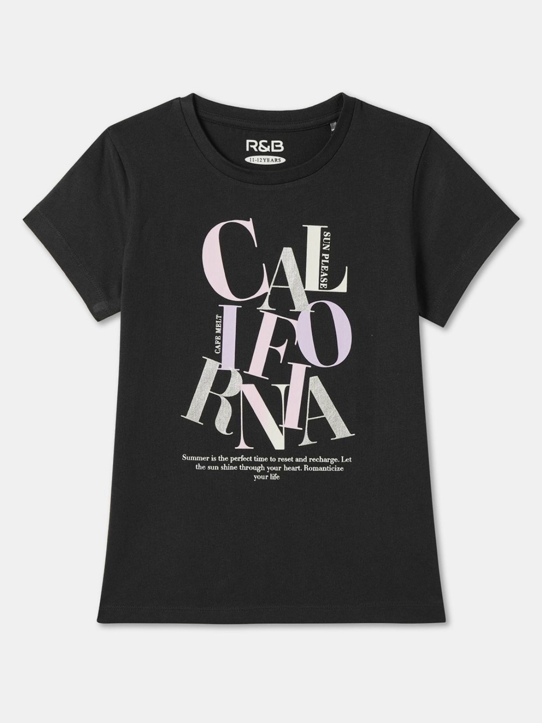 

R&B Girls Printed T-shirt, Black