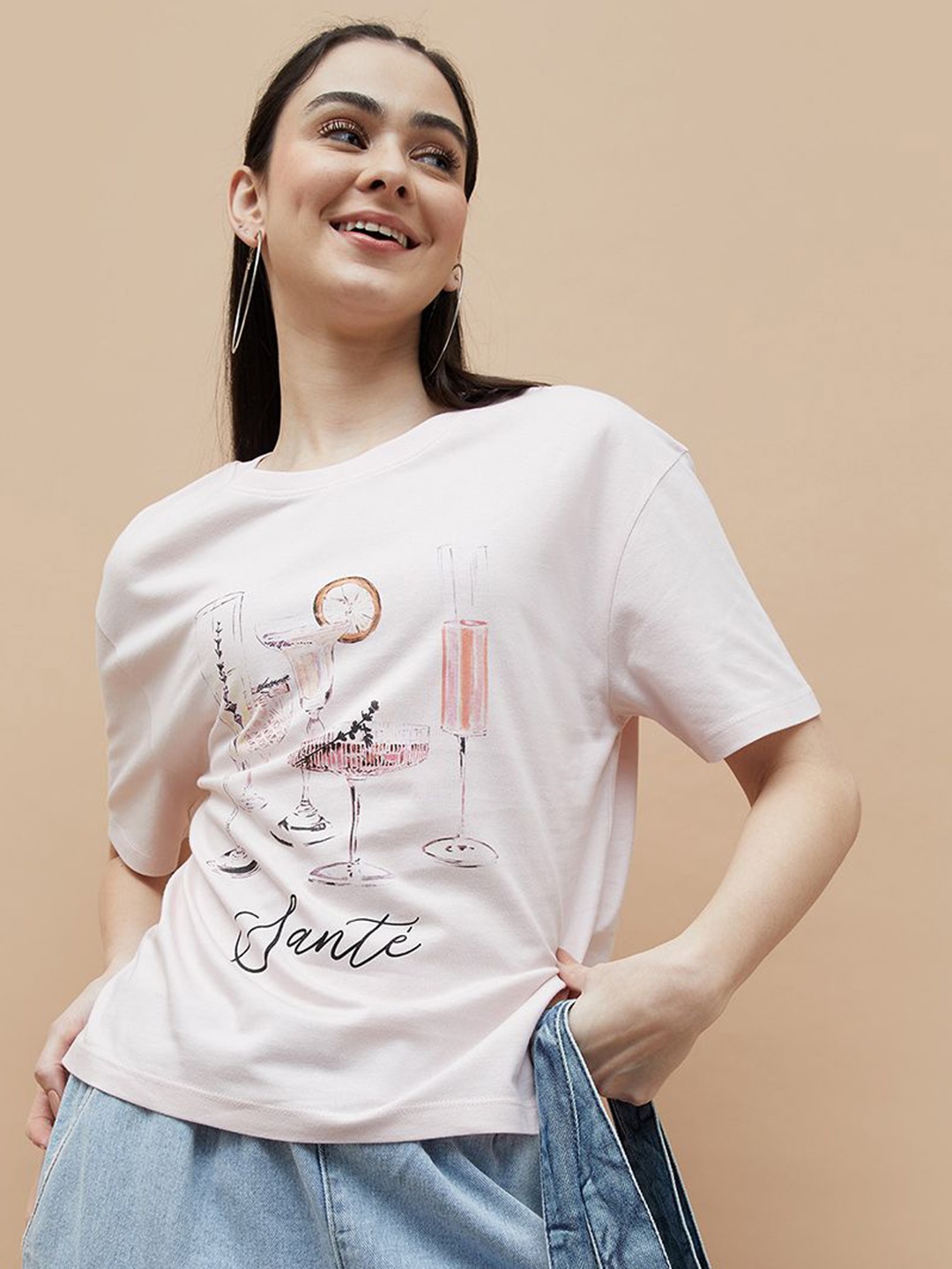 

Fame Forever by Lifestyle Women Graphic Printed Relaxed Fit Cotton T-shirt, Pink