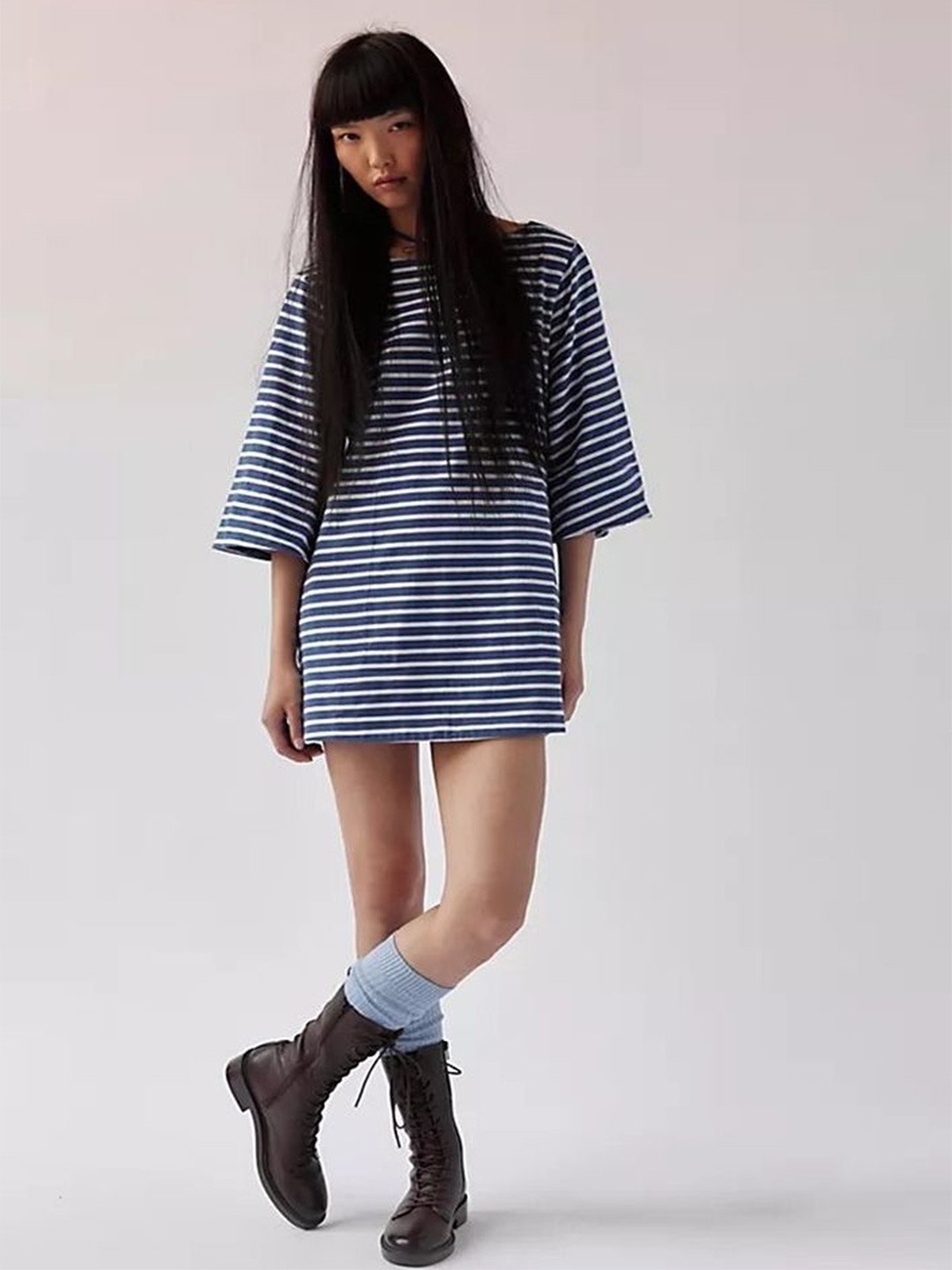 

LULU & SKY Striped Boxy Top, Blue