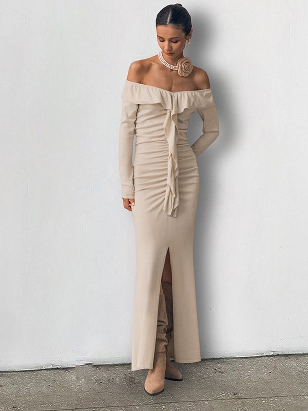 

LULU & SKY Off-Shoulder Maxi Dress, Khaki